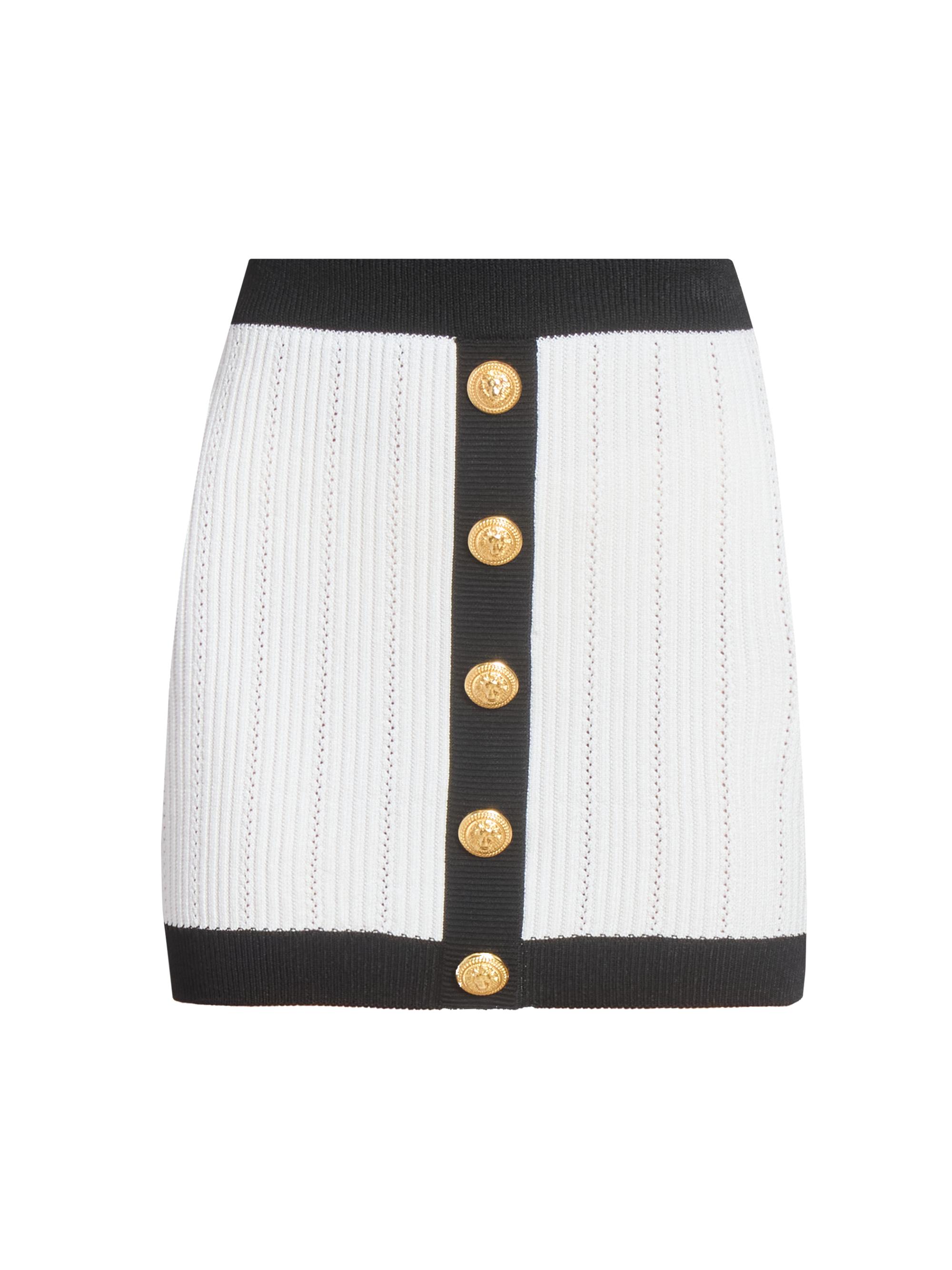 Balmain Women's Torsade Knit Miniskirt - Blanc Noir