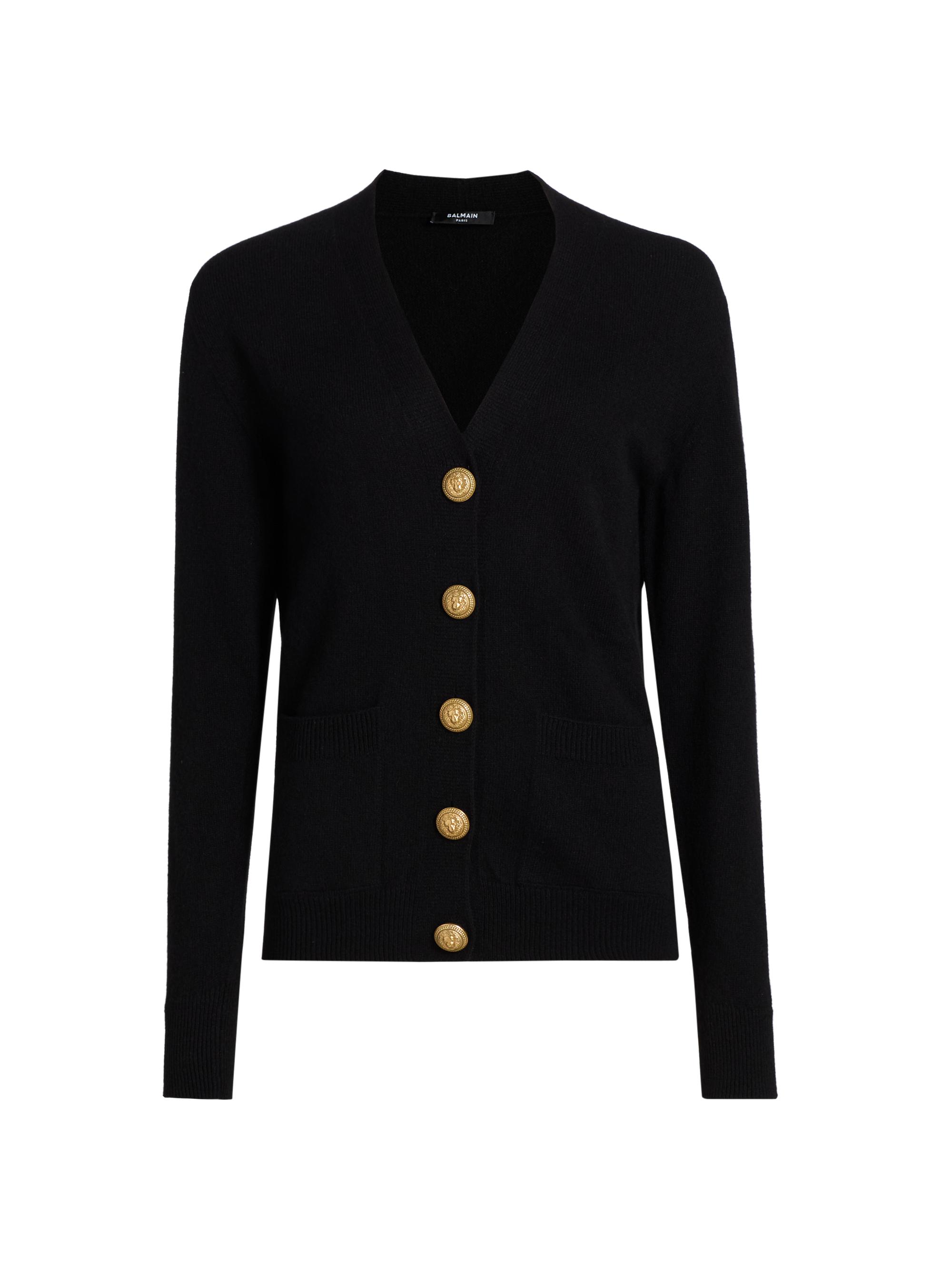 Balmain Women's Loose Cashmere-Wool Cardigan - Black