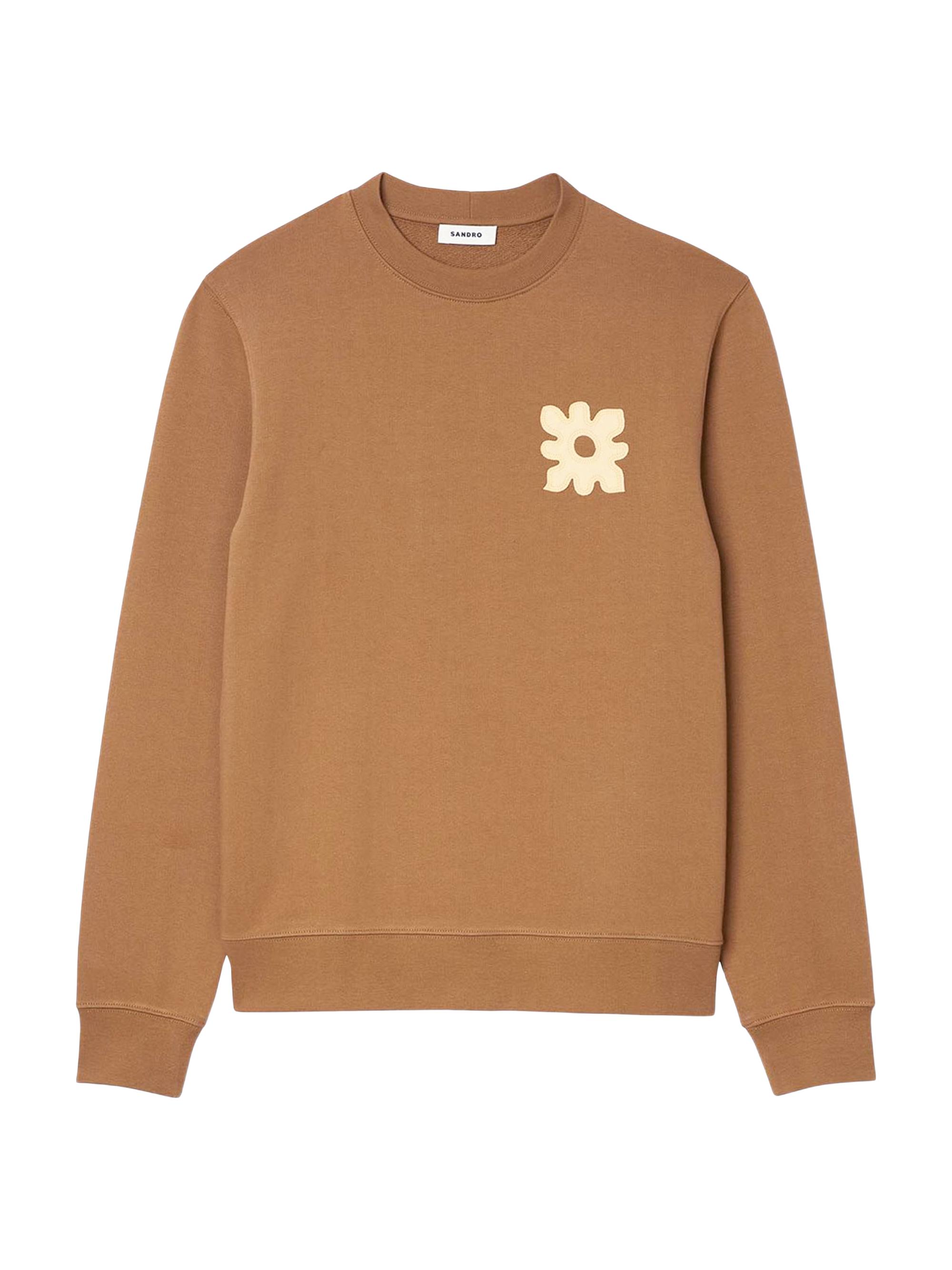 Sandro Men's Sweatshirt with Flower Patch - Nut