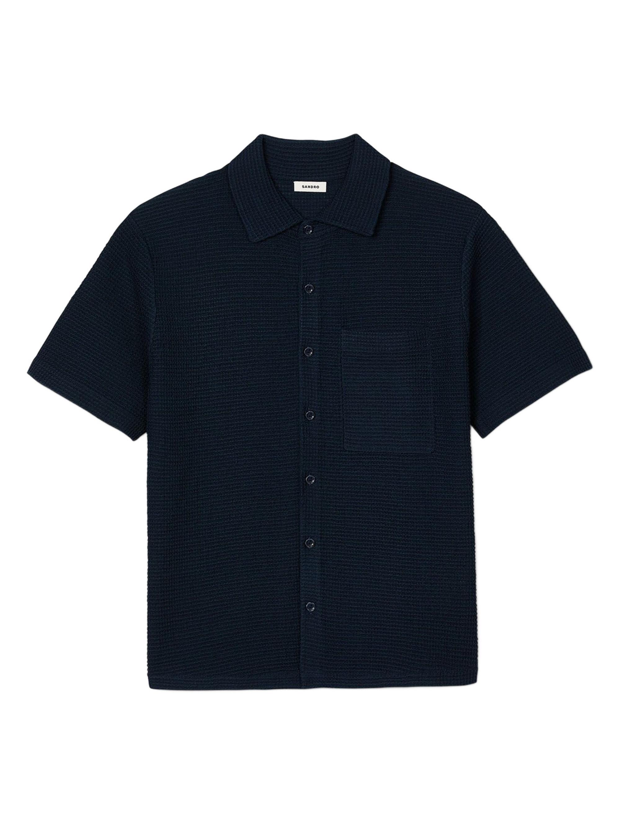 Sandro Men's Waffled Shirt - Midnight Blue