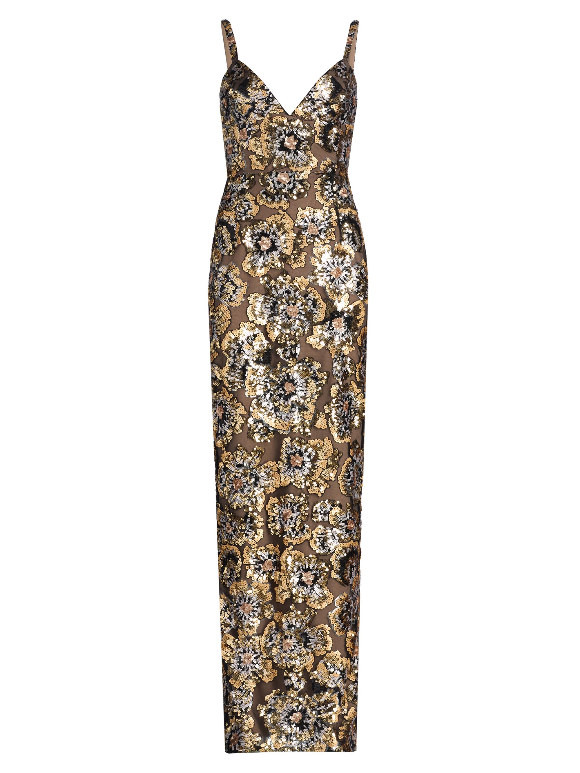 Bronx and Banco Women's Allegra Sequined Sleeveless V-Neck Gown - Gold Multi