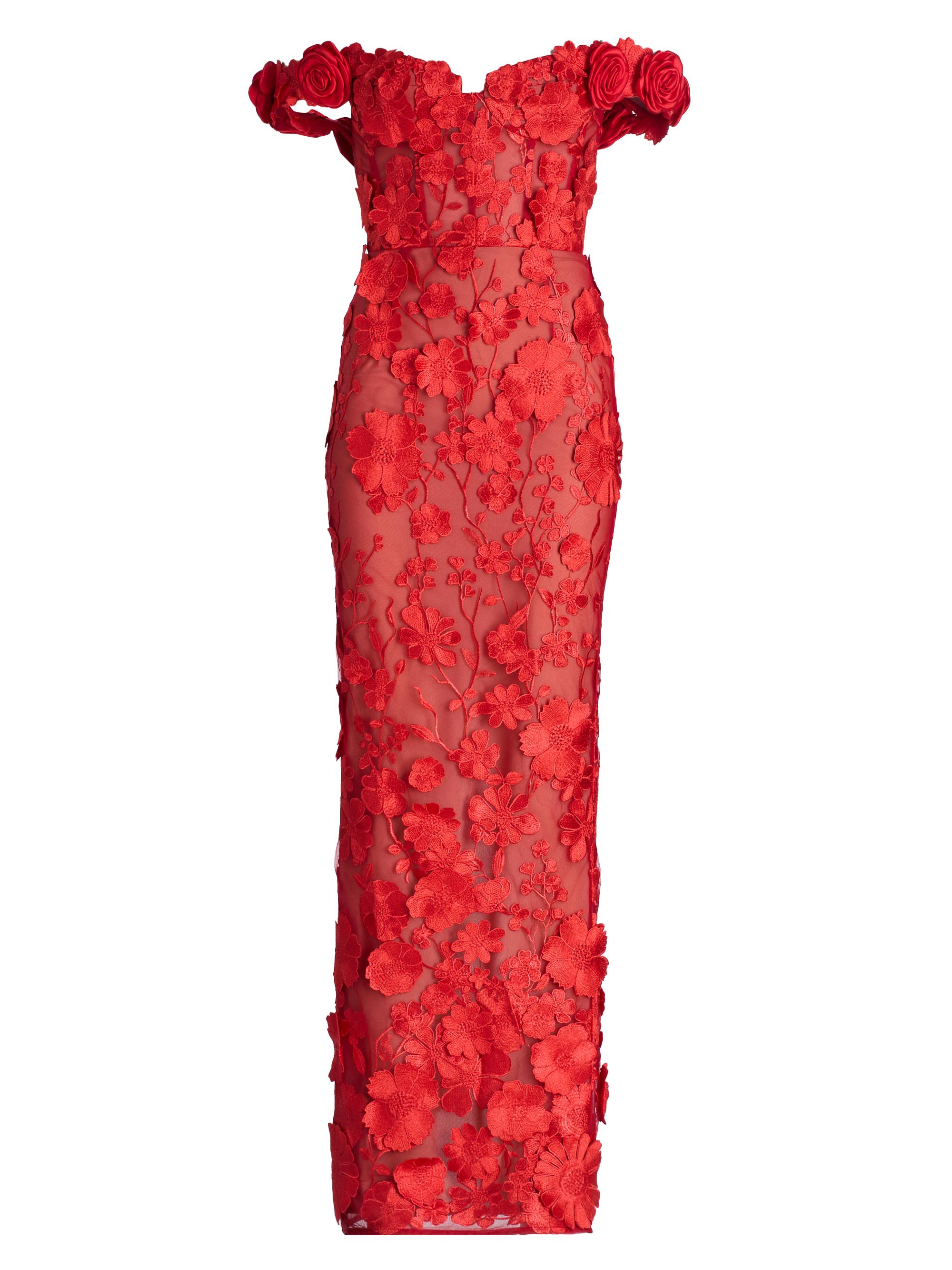 Bronx and Banco Women's Jasmine Off-the-Shoulder Gown - Red