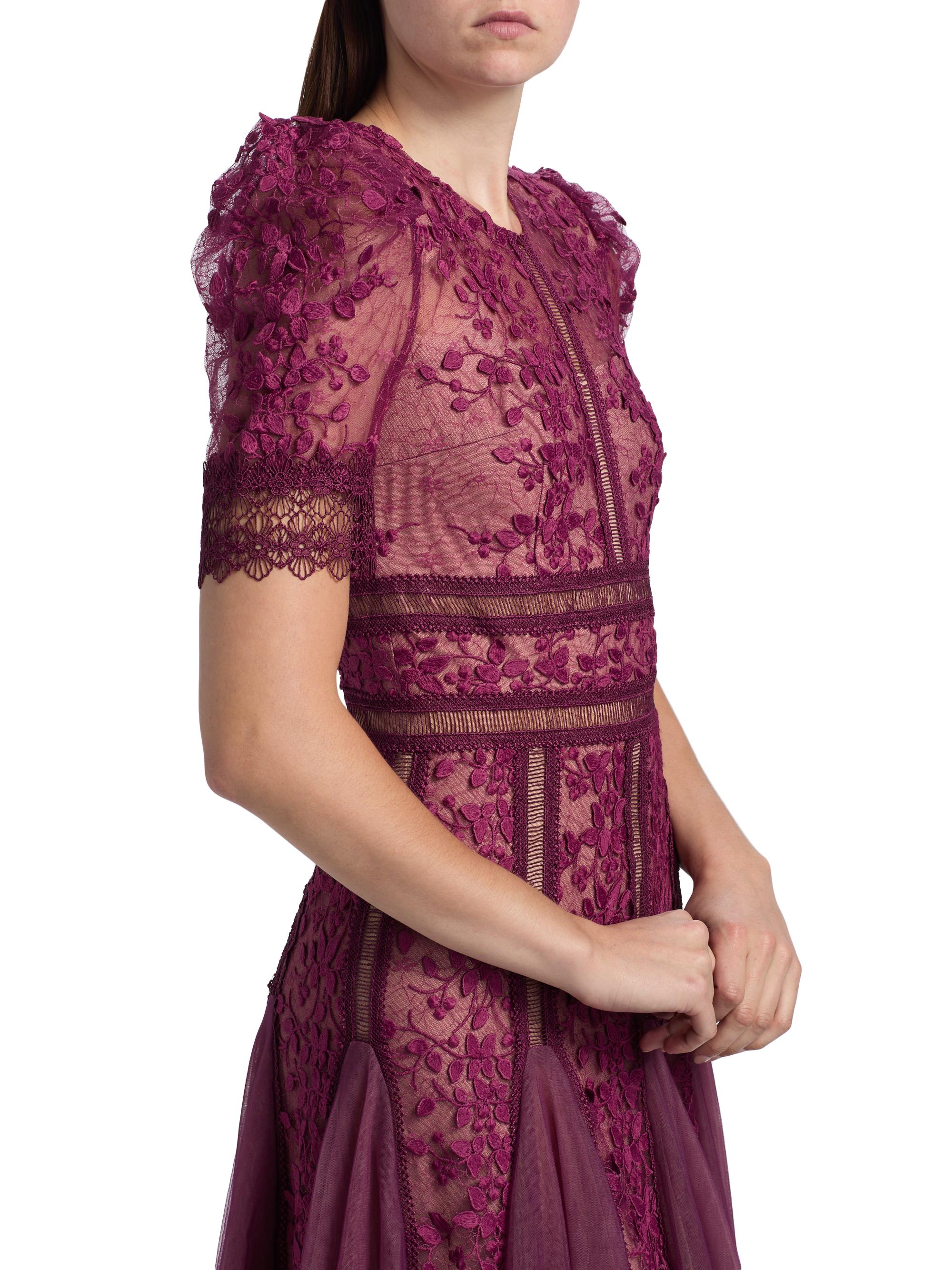 Bronx and Banco Megan Lace & Tulle Midi-Dress | Saks Fifth Avenue