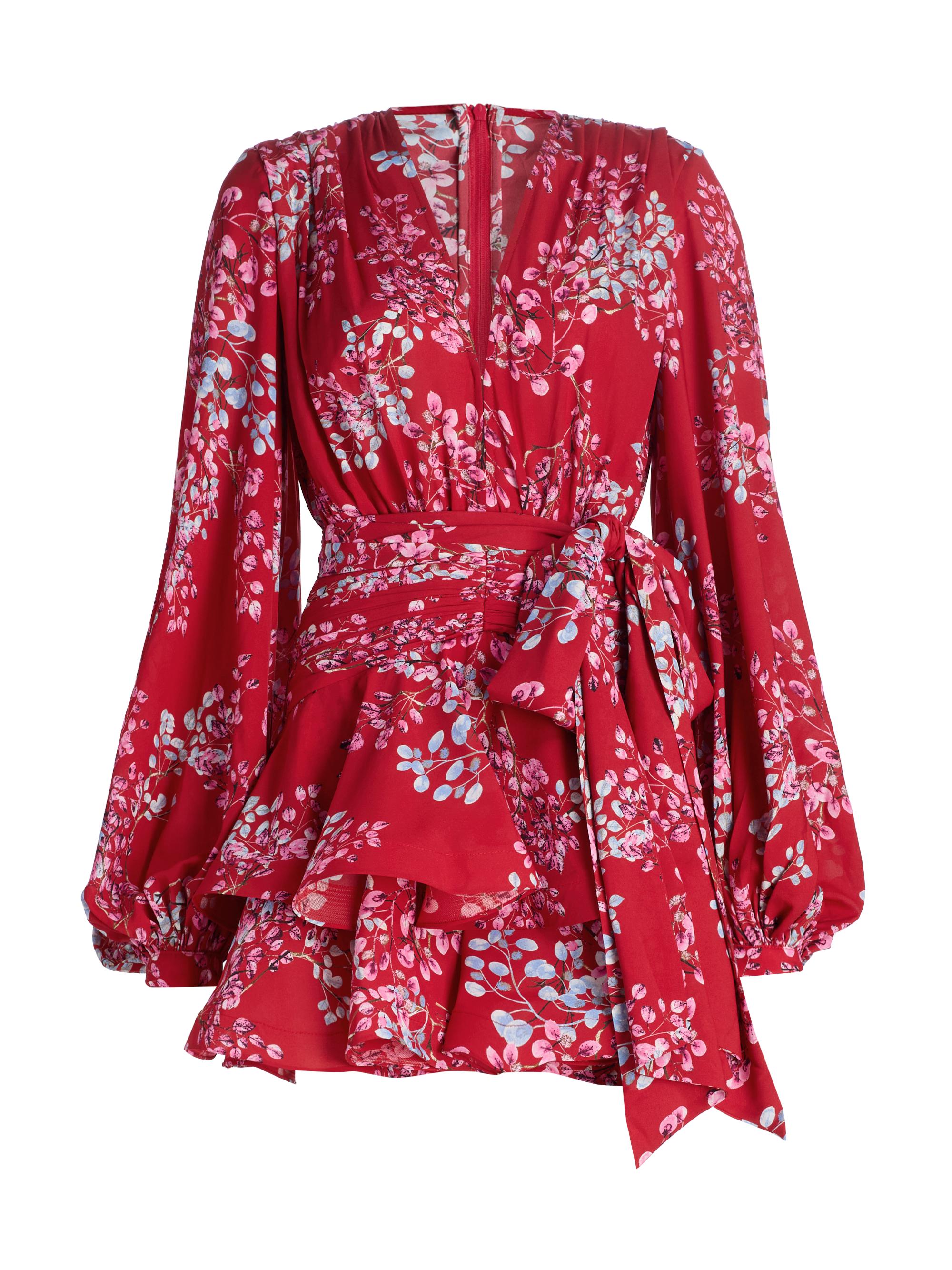 Bronx and Banco Women's Bedouin Ruffle Minidress - Red Multi