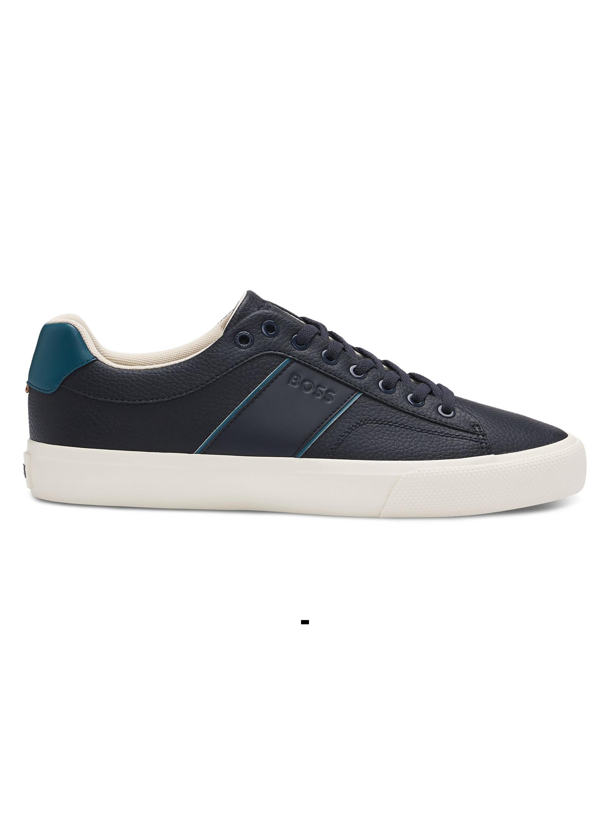 BOSS Men's Faux-Leather Trainer Sneakers - Black