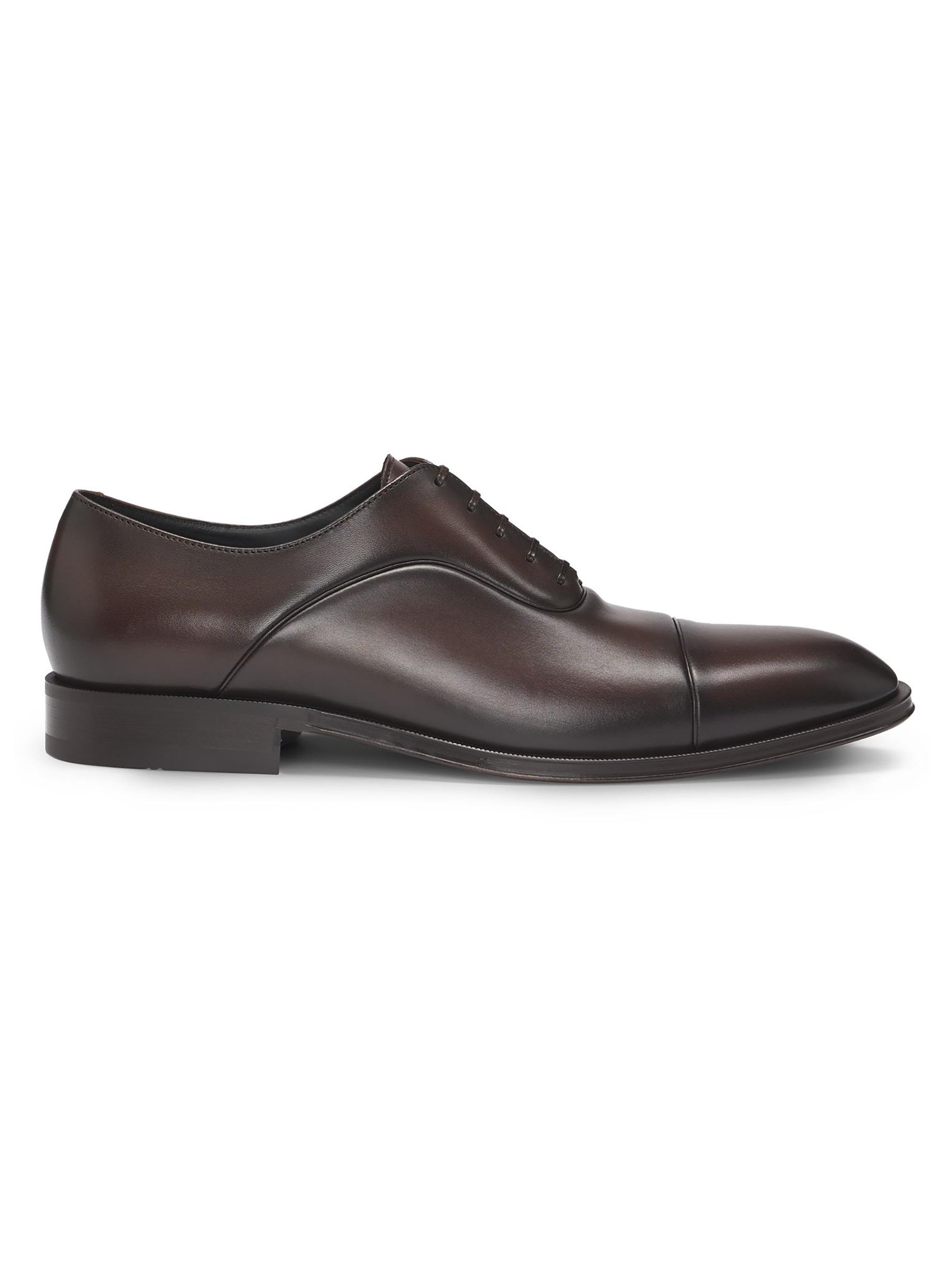 BOSS Men's Captoe Oxford Shoes in Smooth Leather - Light Brown