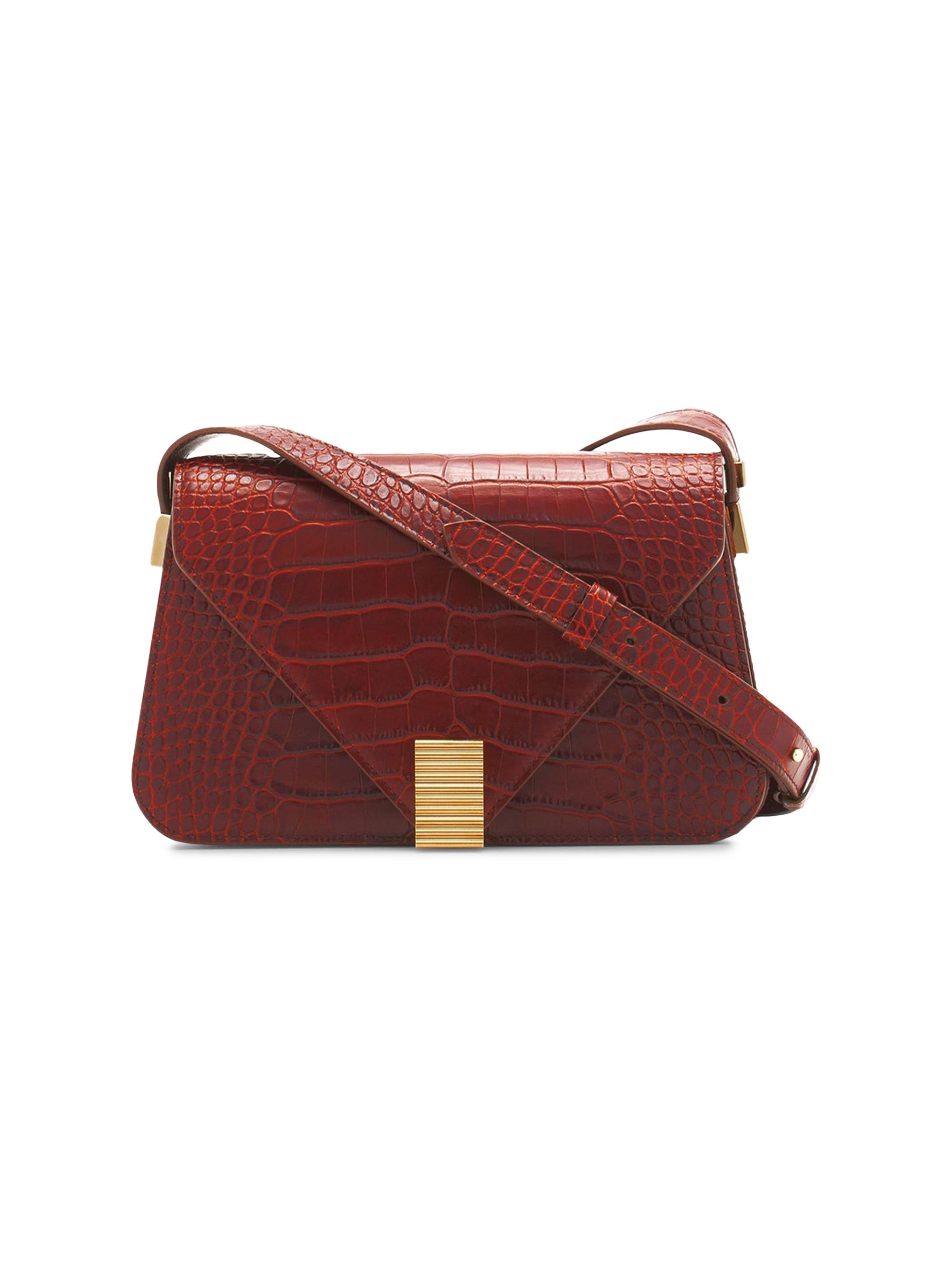 Lanvin Women's Concerto Arpege Top Handle Bag in Crocodile-Effect Leather - Mahogany