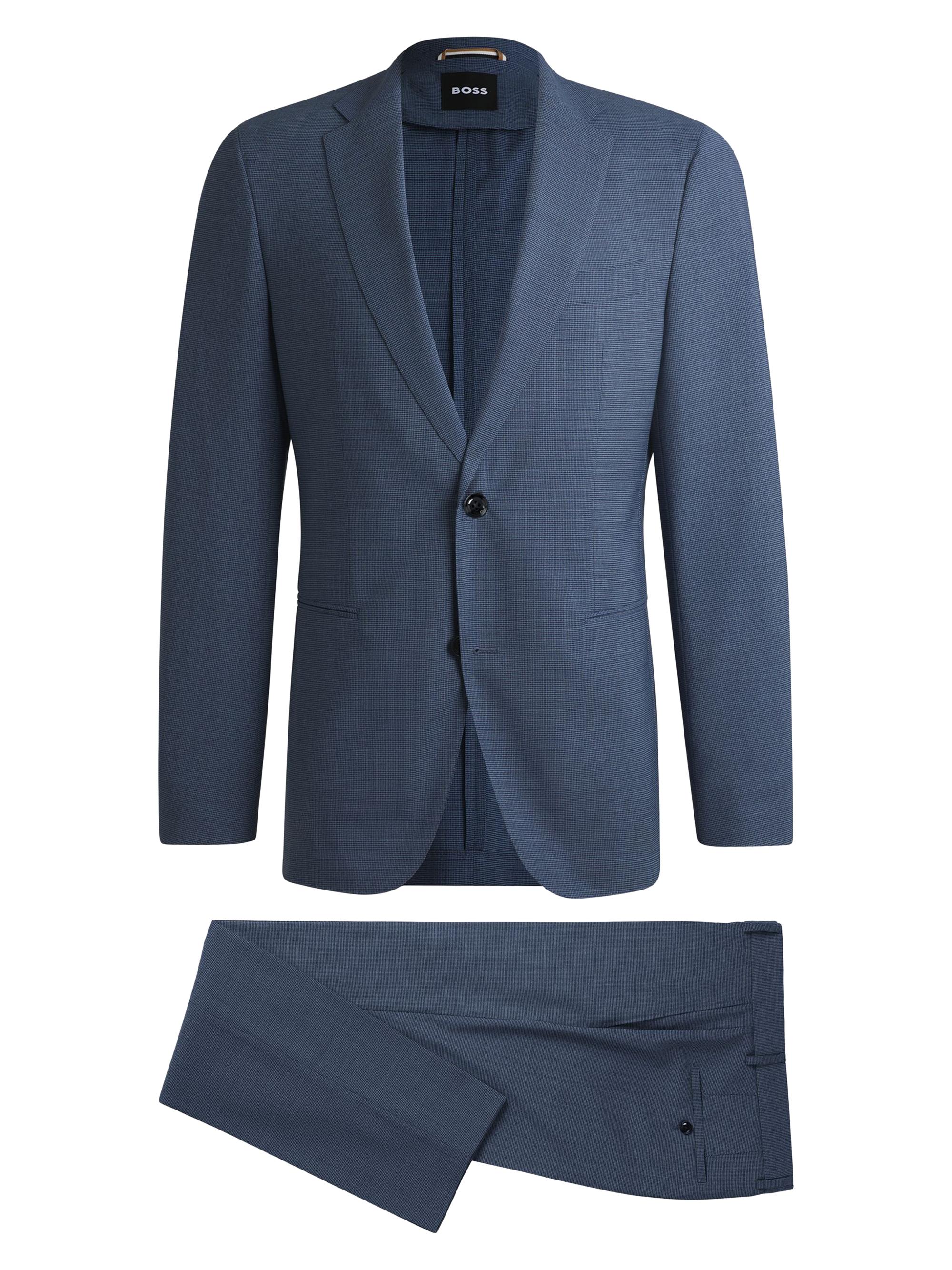 BOSS Men's Slim-Fit Suit in Patterned Stretch Cloth - Blue