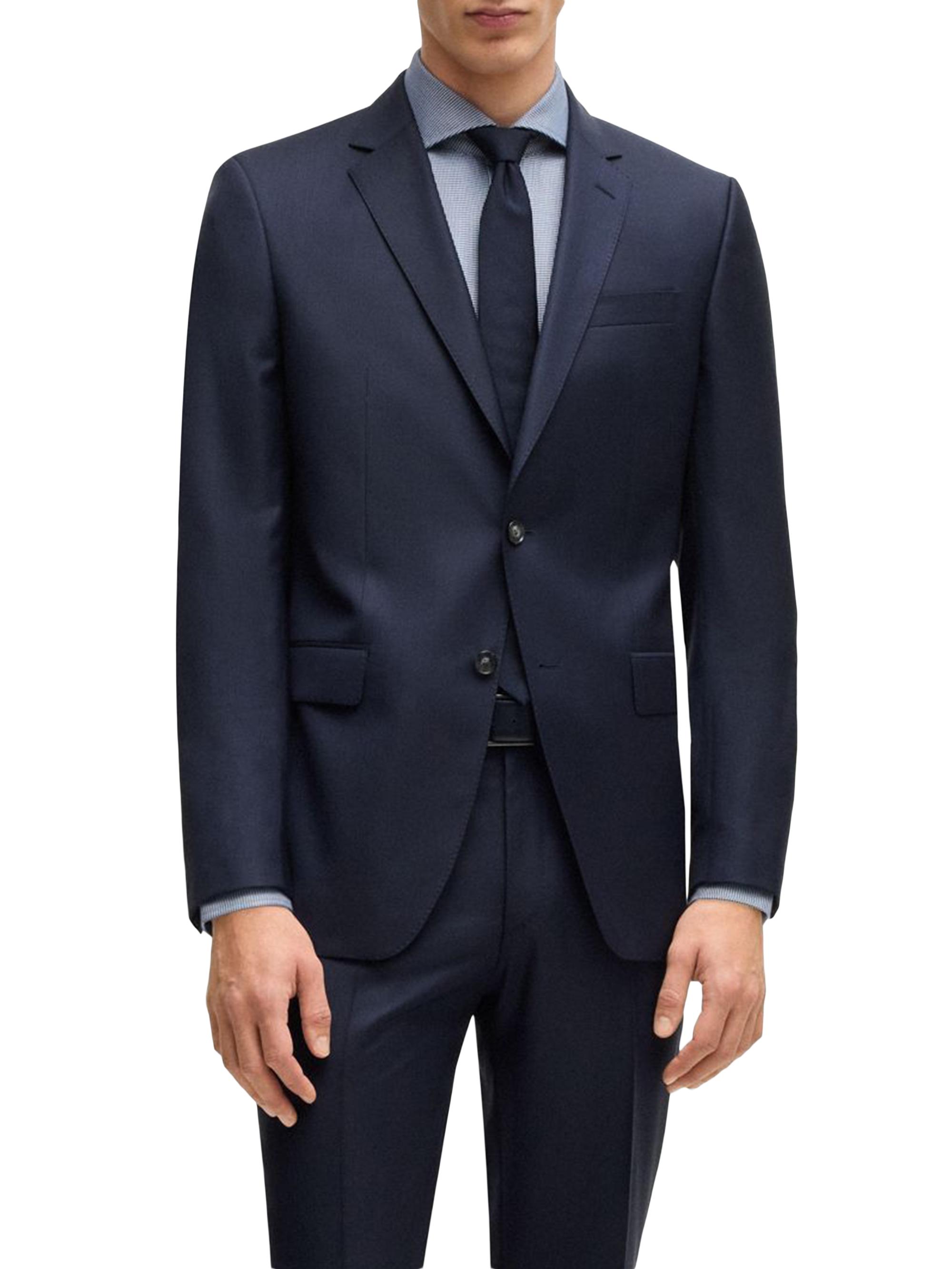 BOSS Men's Slim-Fit Suit in Patterned Wool and Silk - Dark Blue