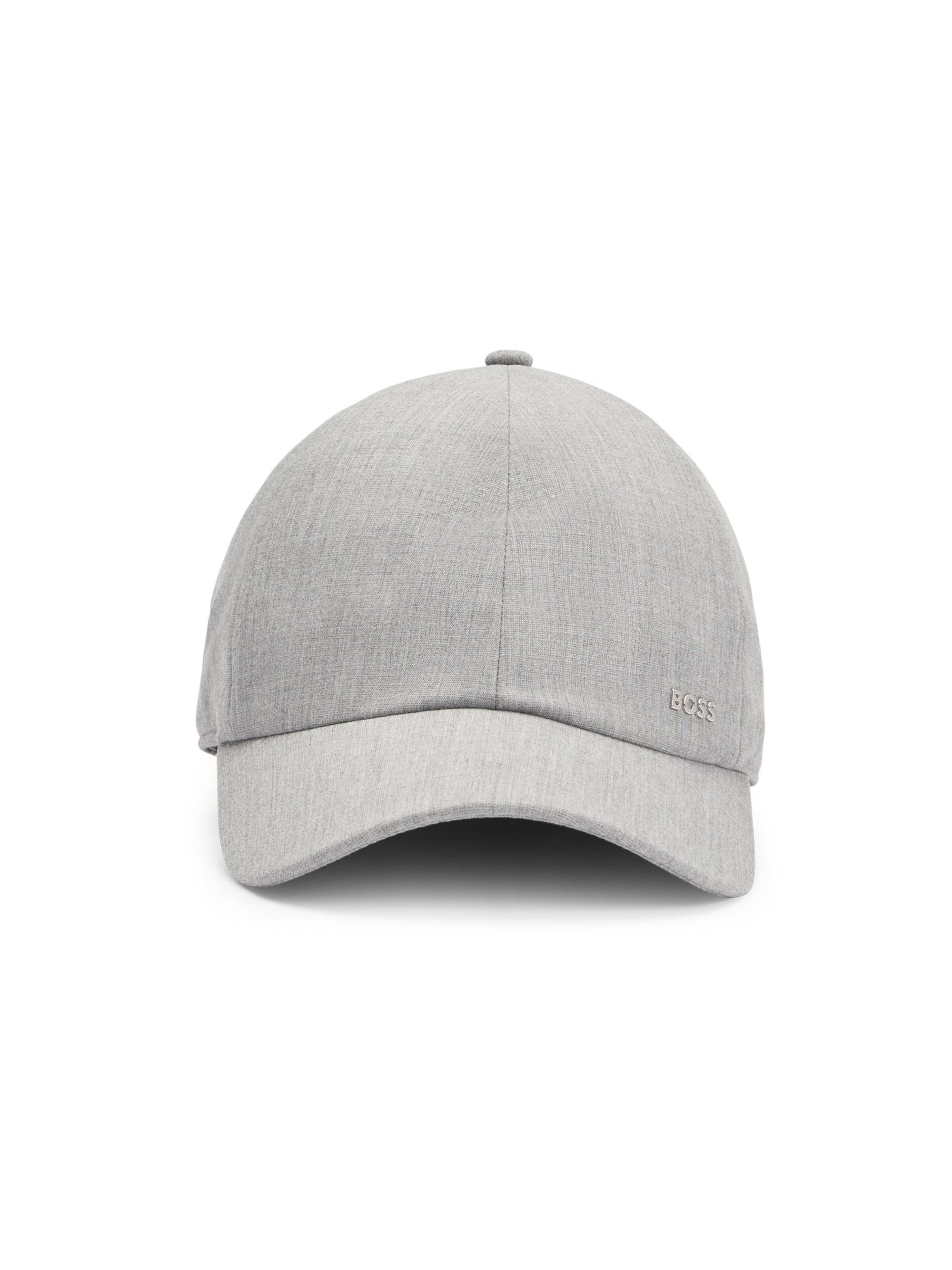 BOSS Men's Peached-Twill Cap with Logo Lettering - Grey