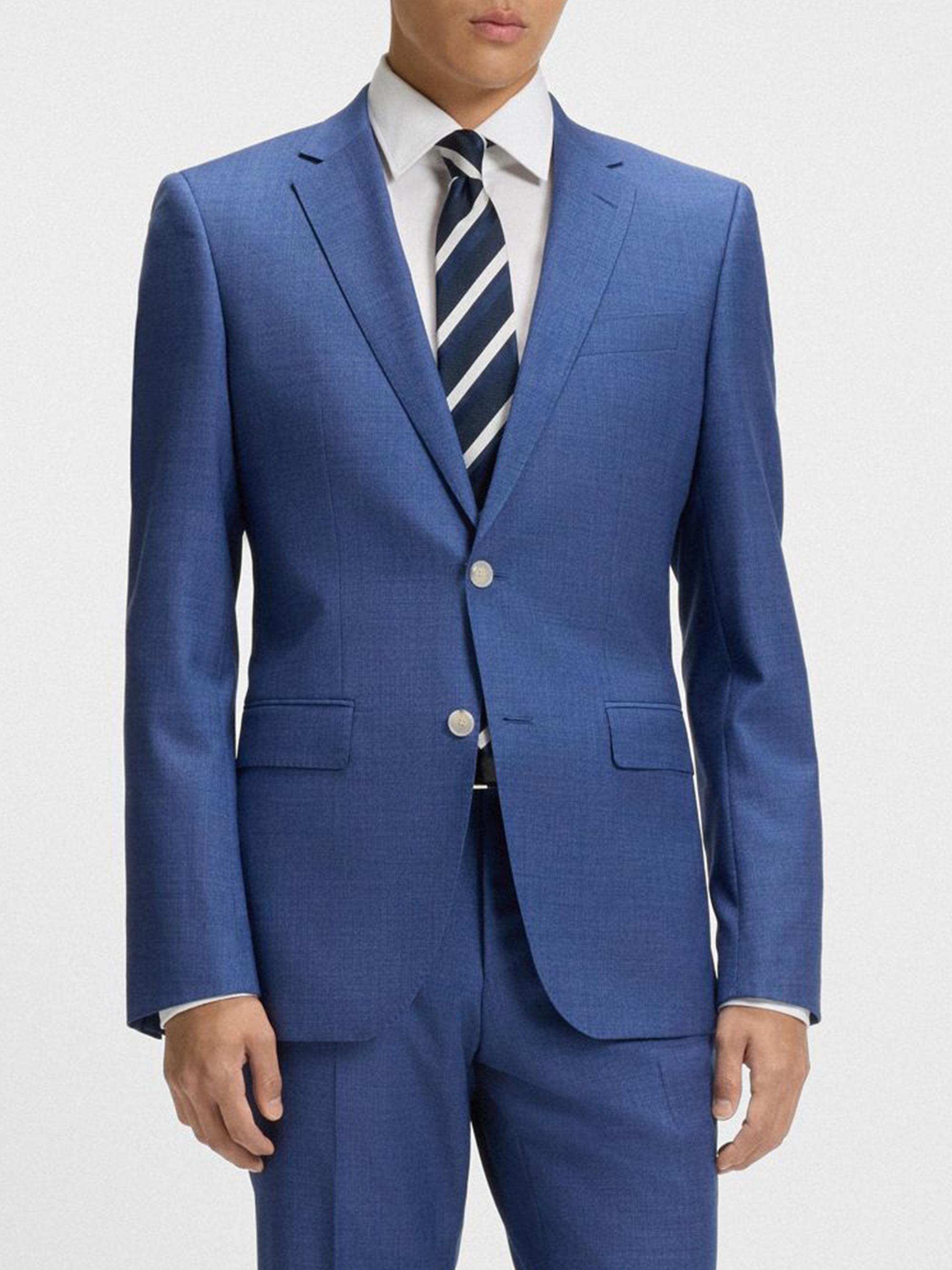 BOSS Men's Slim-Fit Suit in Micro-Patterned Wool - Blue