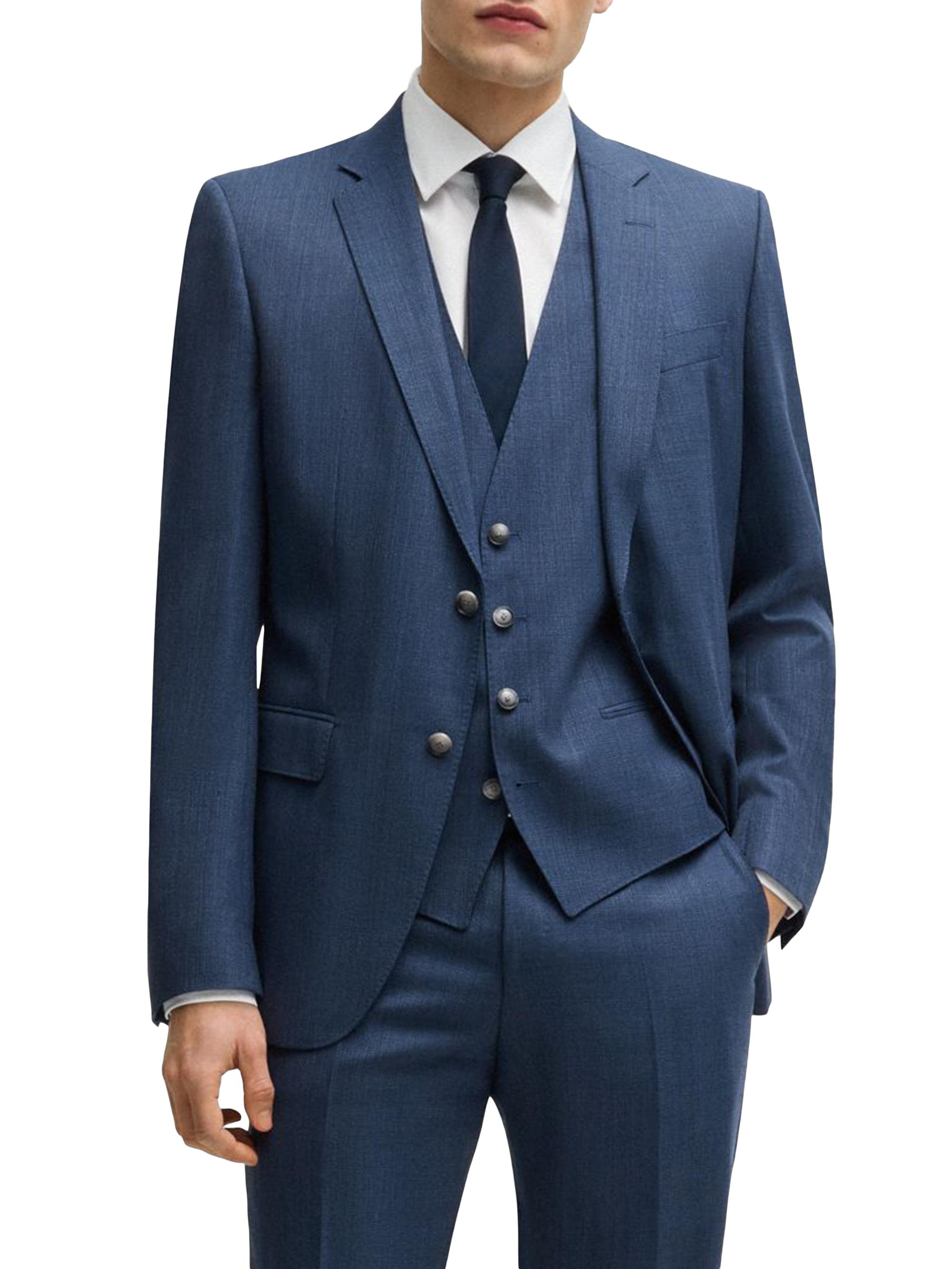 BOSS Men's Slim-Fit Three-Piece Suit in Patterned Wool - Light Beige