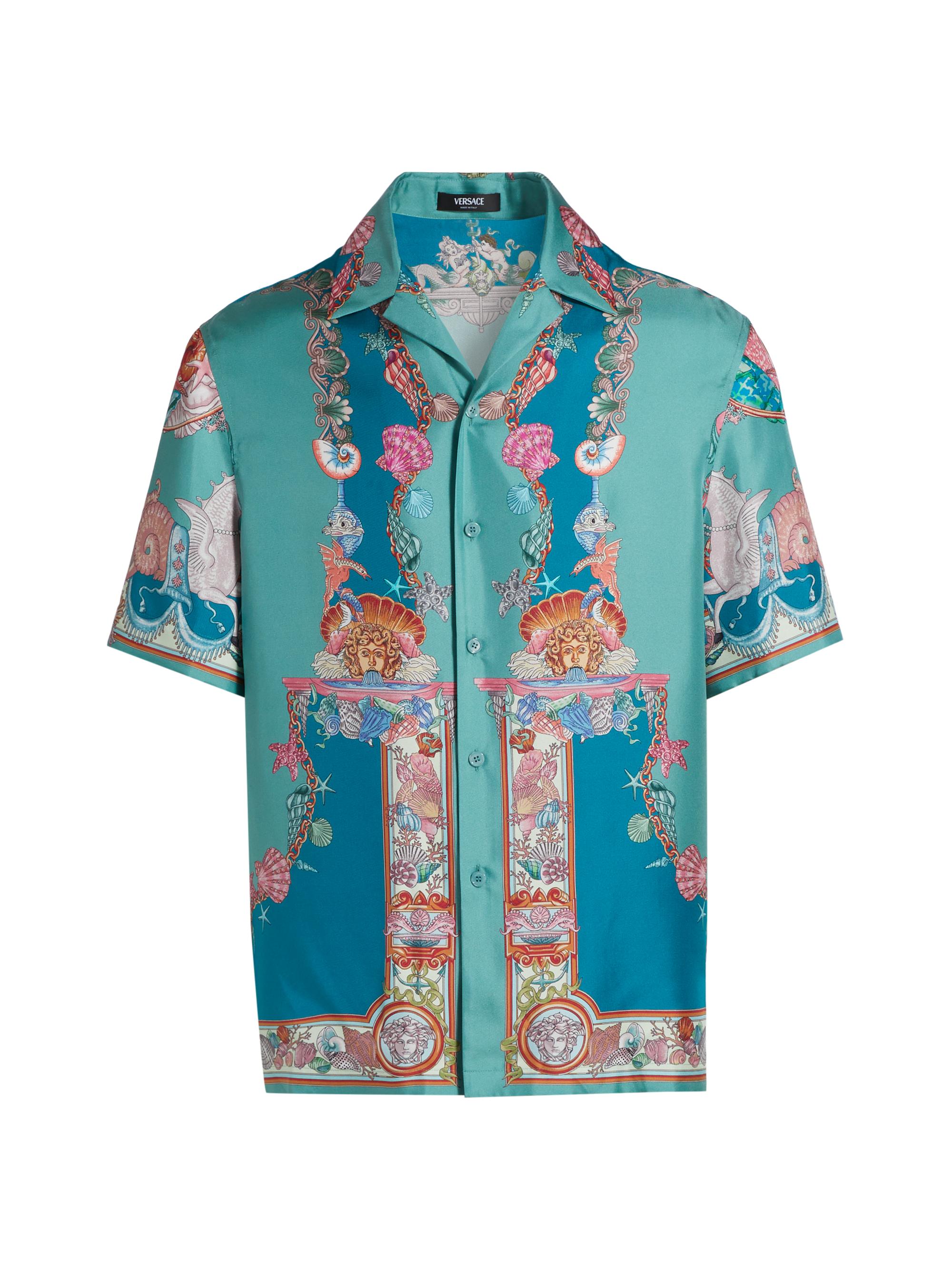Versace Coral Theater Print Silk Shirt | Saks Fifth Avenue