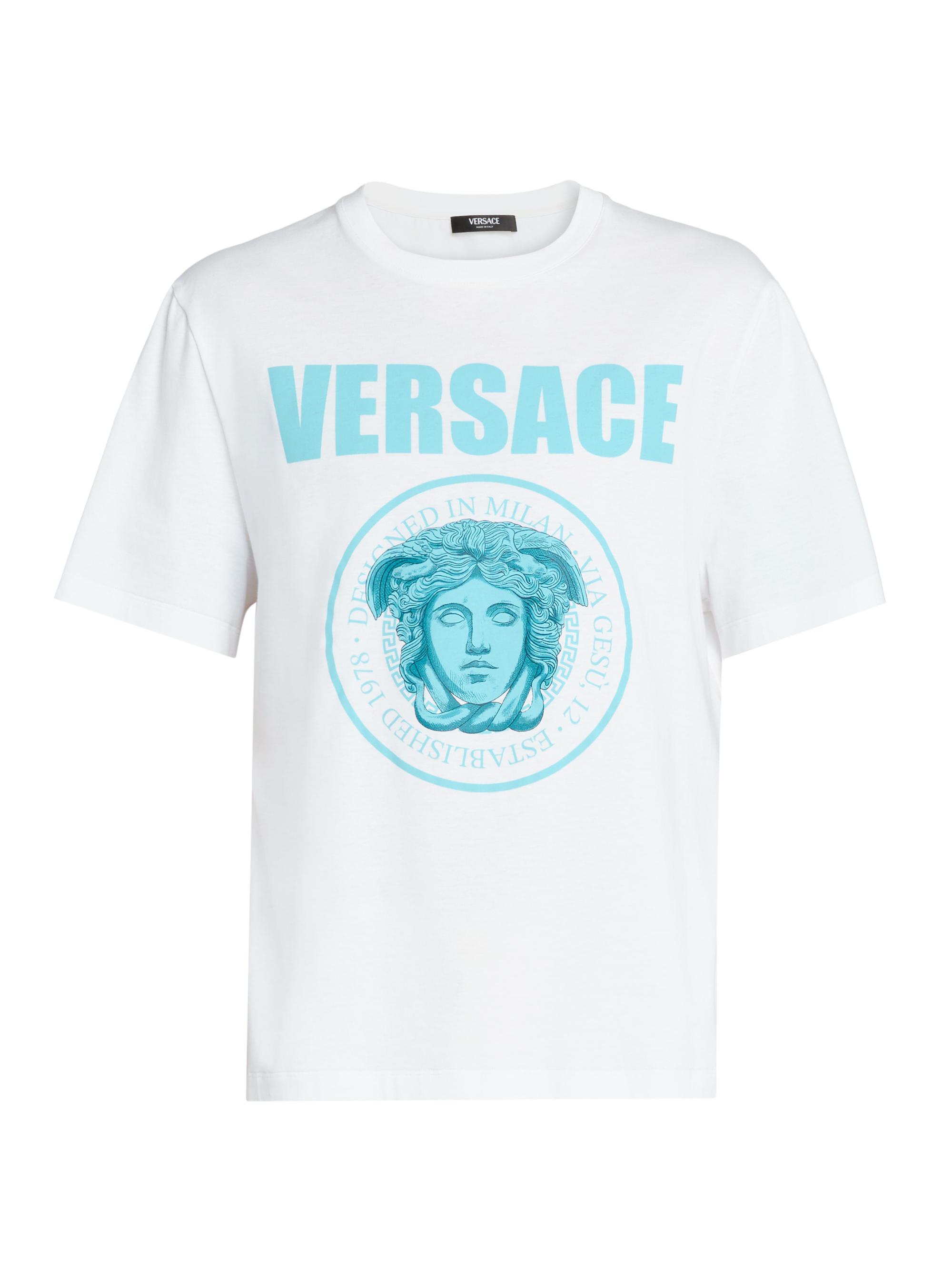 Versace Men's Medusa Rock Print Cotton T-Shirt - Optical White