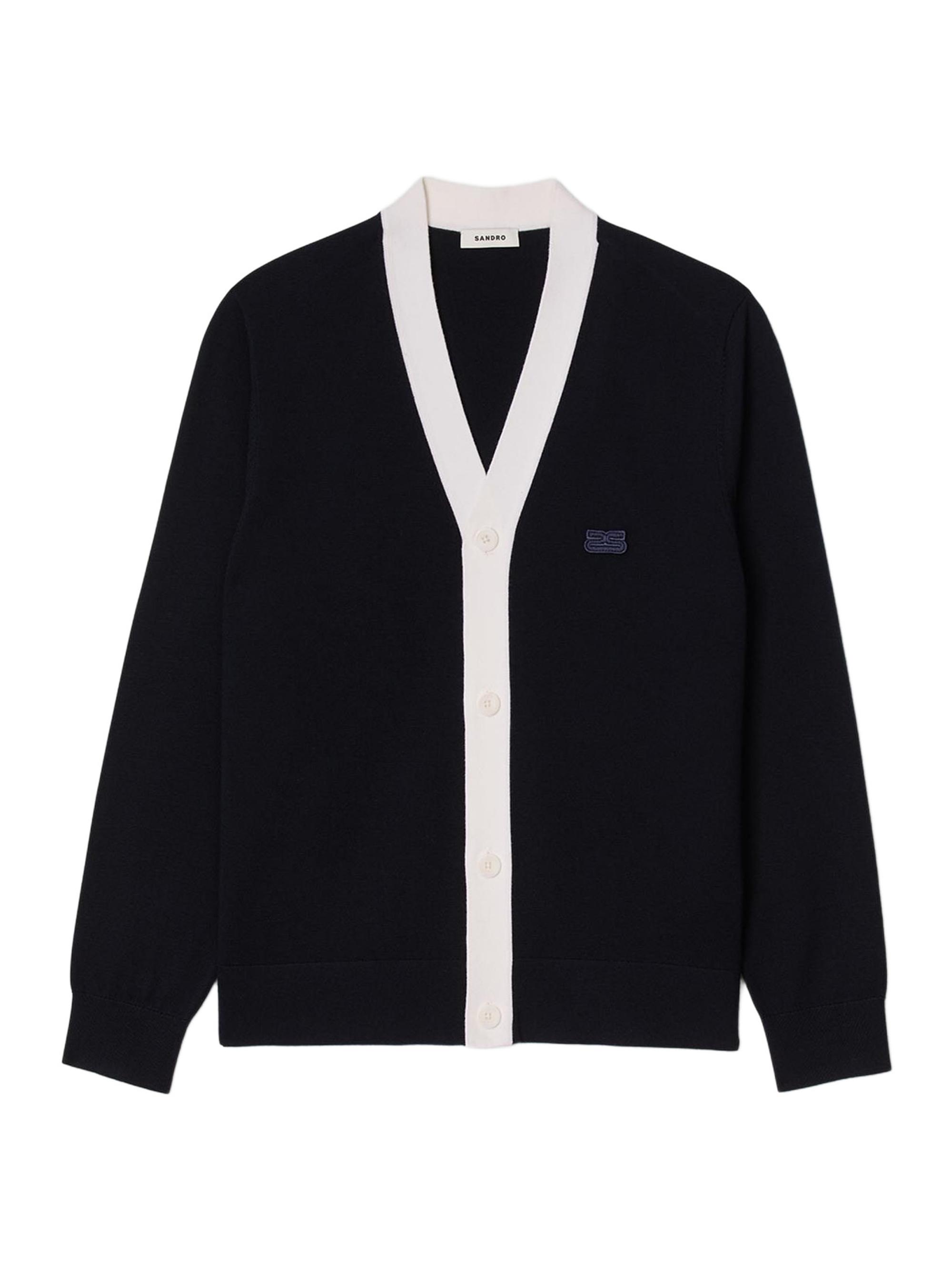 Sandro Men's Cardigan with Patches - Navy Blue