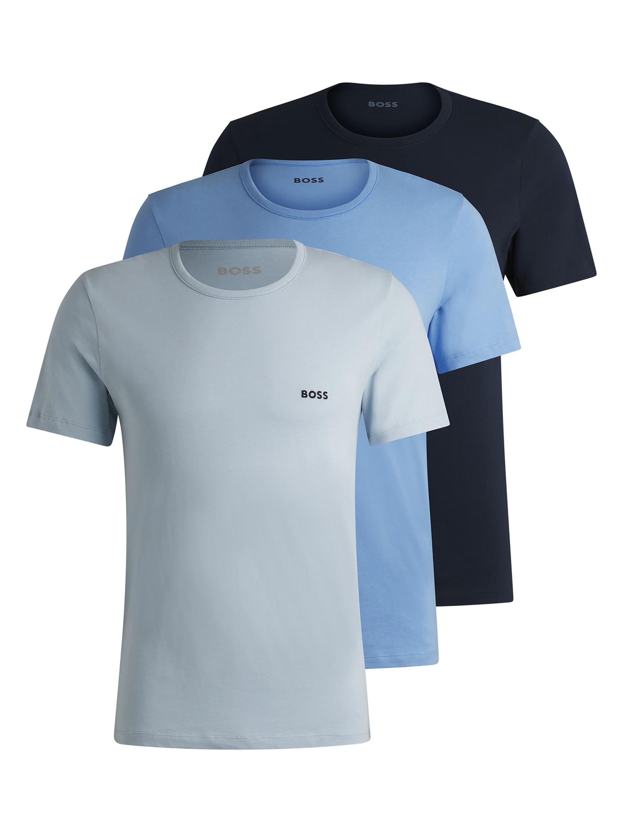 BOSS Men's Three-Pack of Underwear T-Shirts in Cotton Jersey - Blue Combo