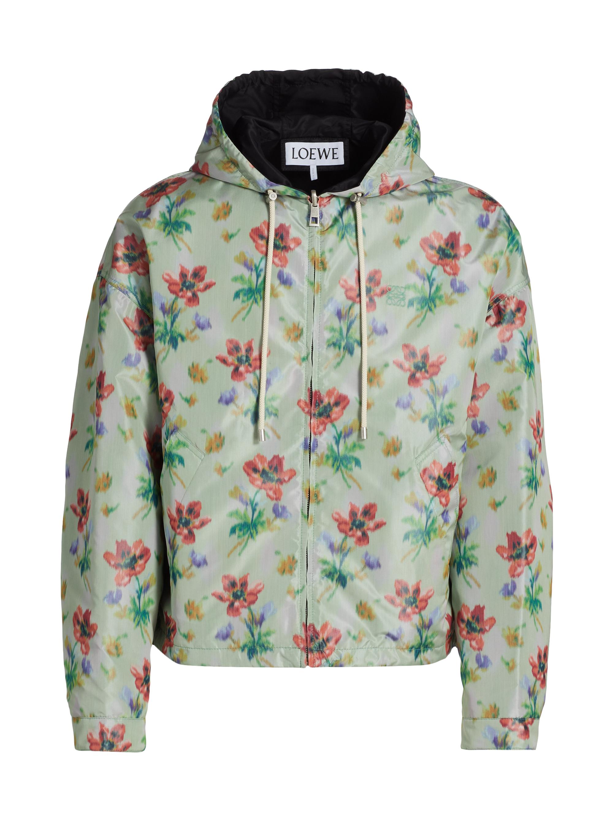LOEWE Men's Floral Hooded Jacket - Green Red
