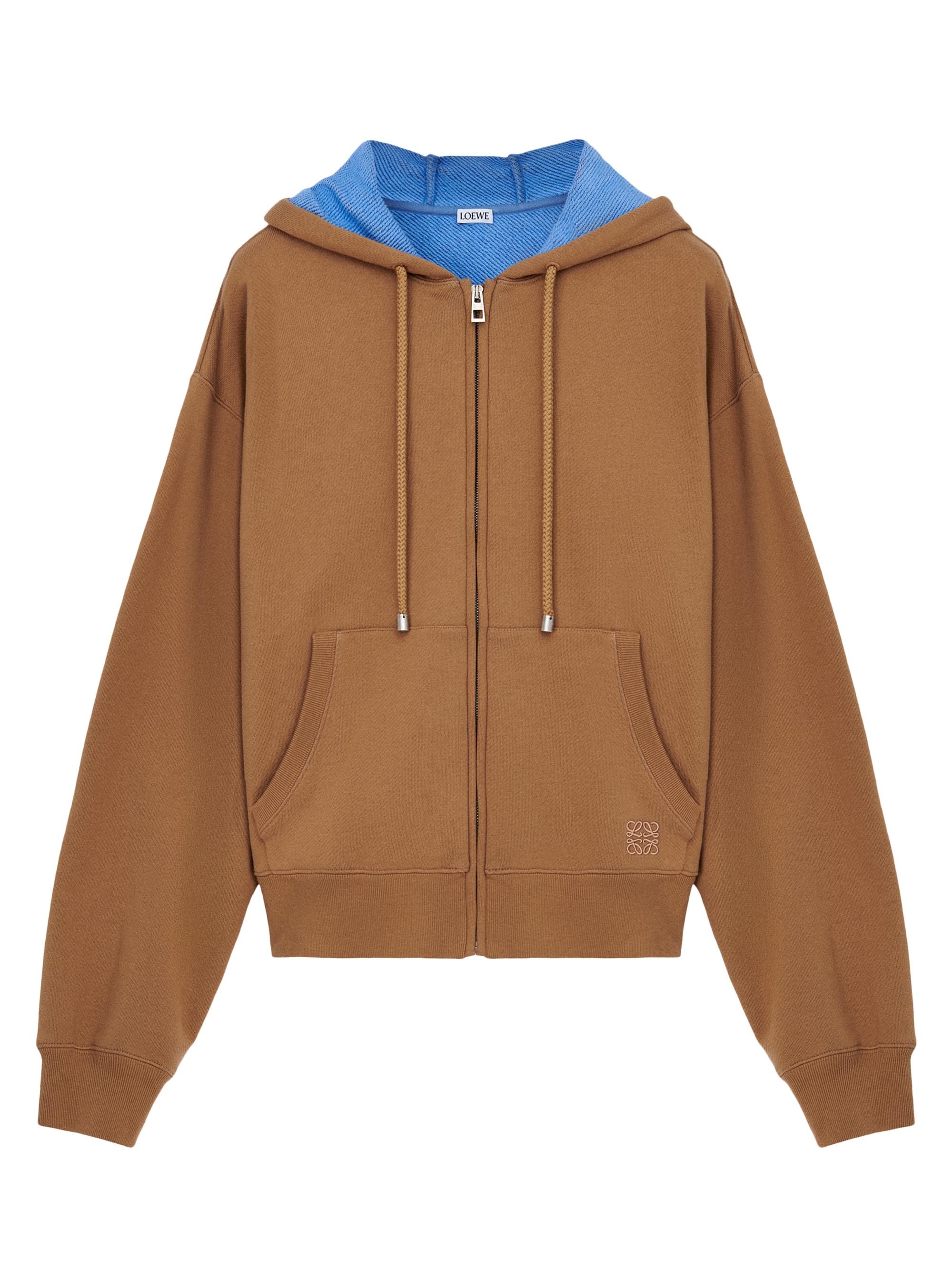 LOEWE Men's Logo Zip-Up Hoodie - Beige Blue