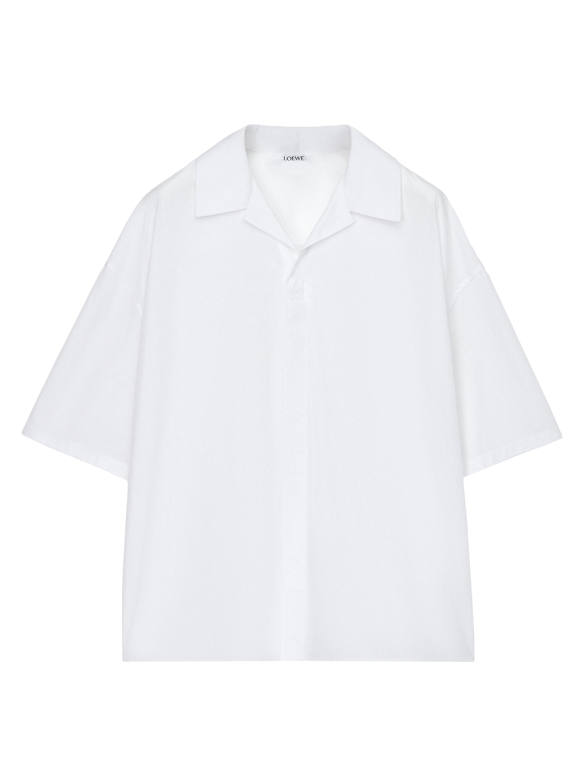 LOEWE Men's Anagram Cotton Camp Shirt - White