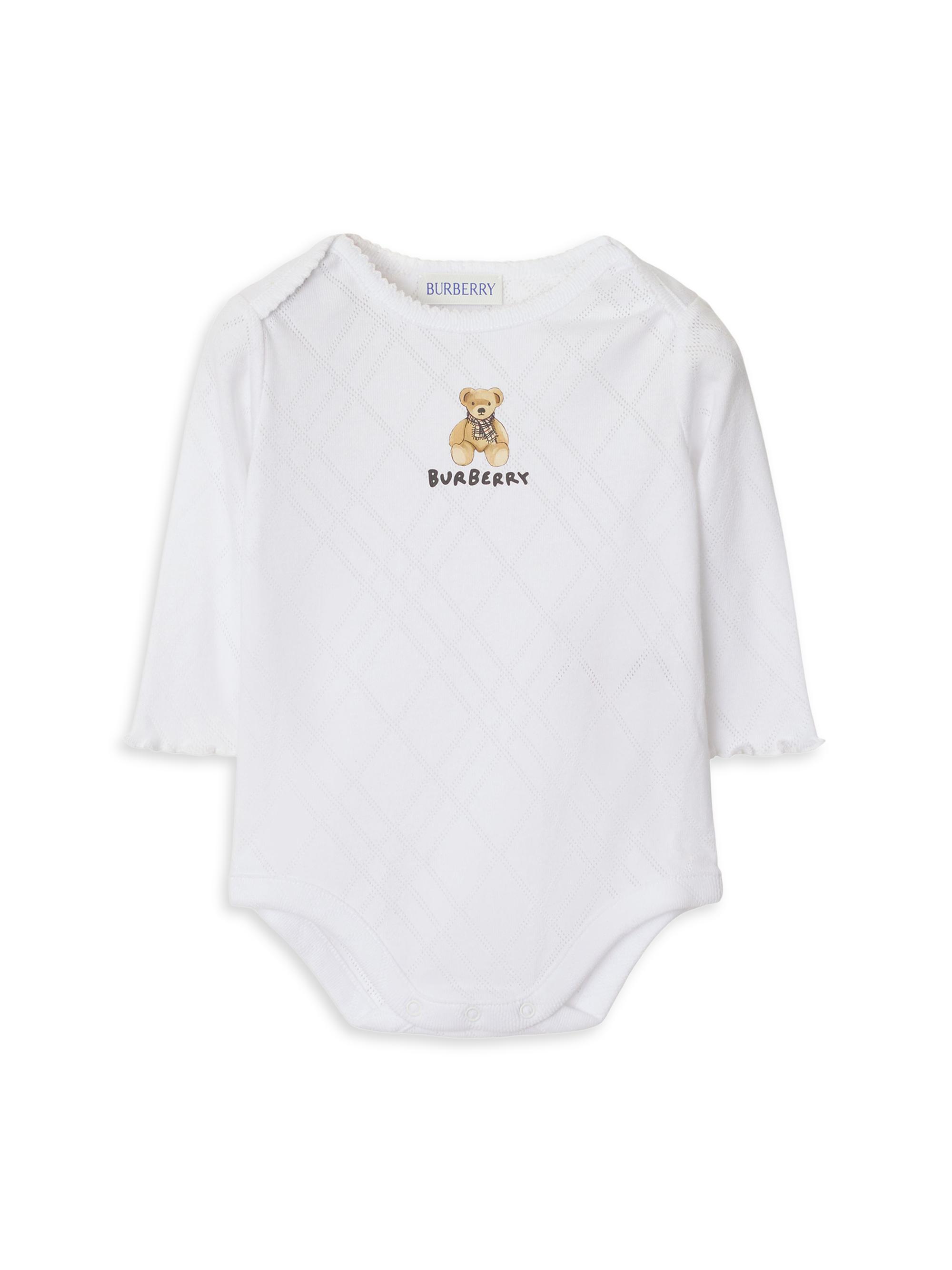 Burberry Baby's Thomas Bear Cotton Bodysuit - White