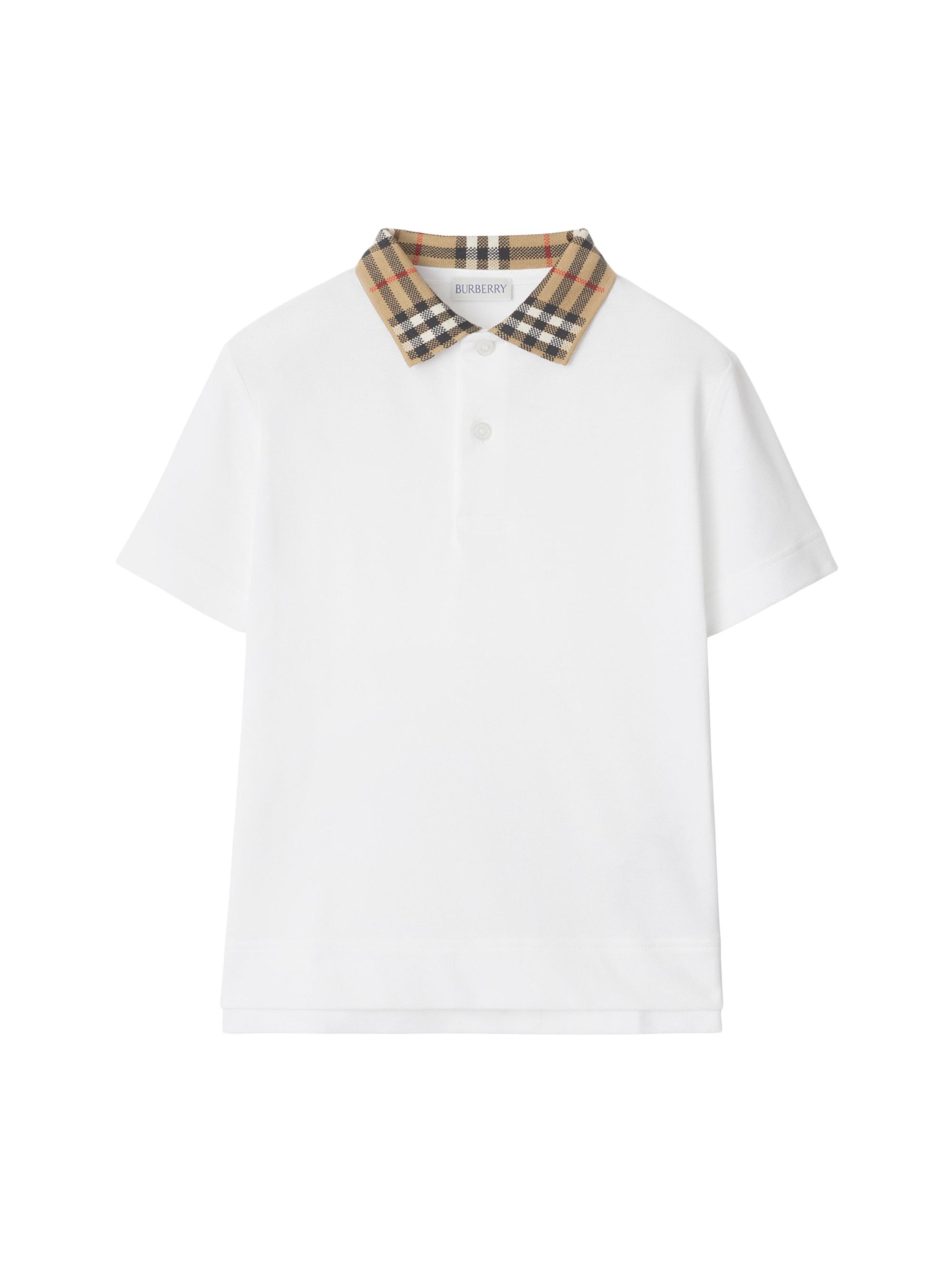 Burberry Baby Boy's, Little Boy's & Boy's Check Collar Polo Shirt - White 6 Months