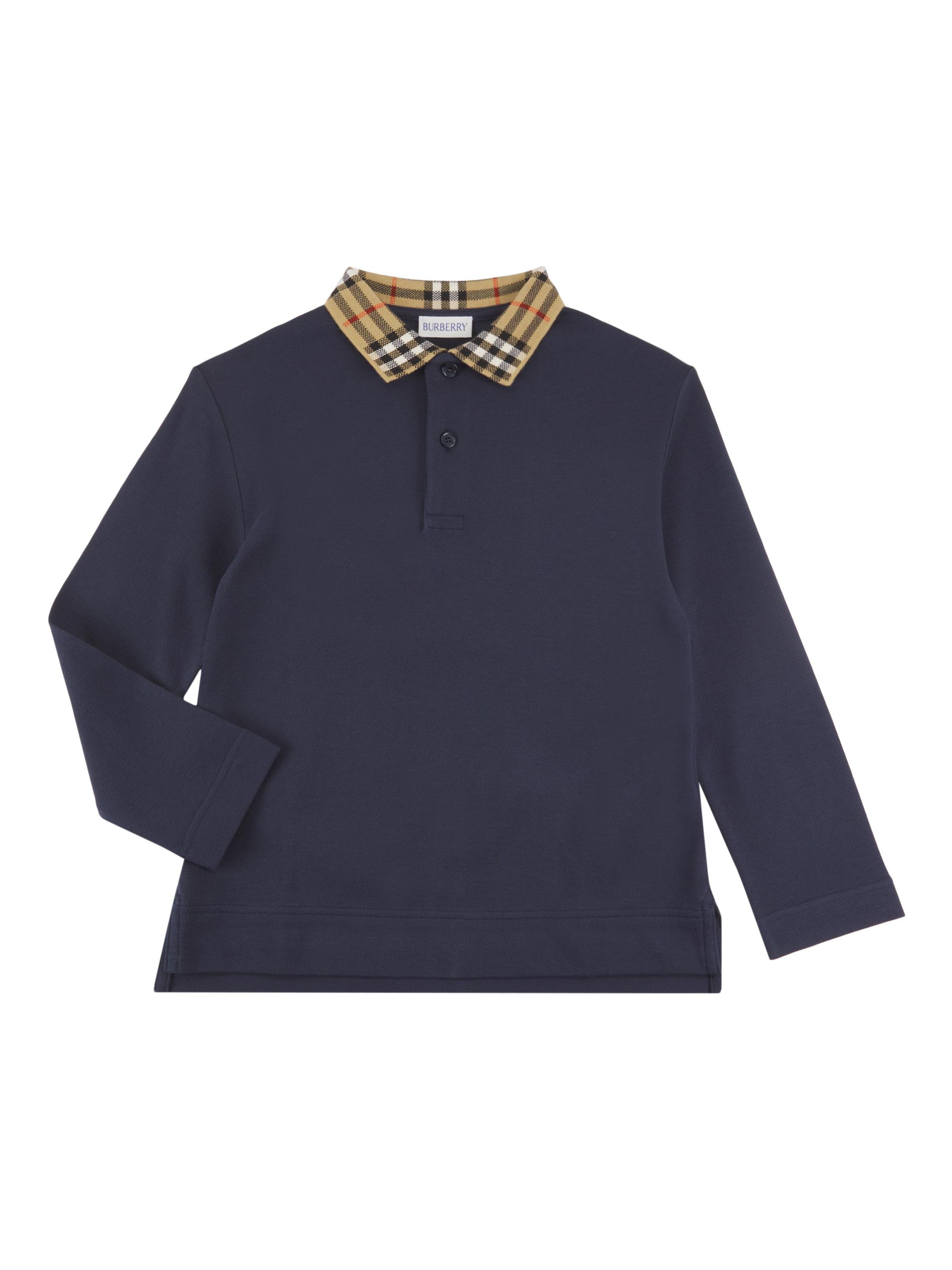 Burberry Baby's, Little Boy's & Boy's Check Long-Sleeve Polo Shirt - Storm Blue 6 Months