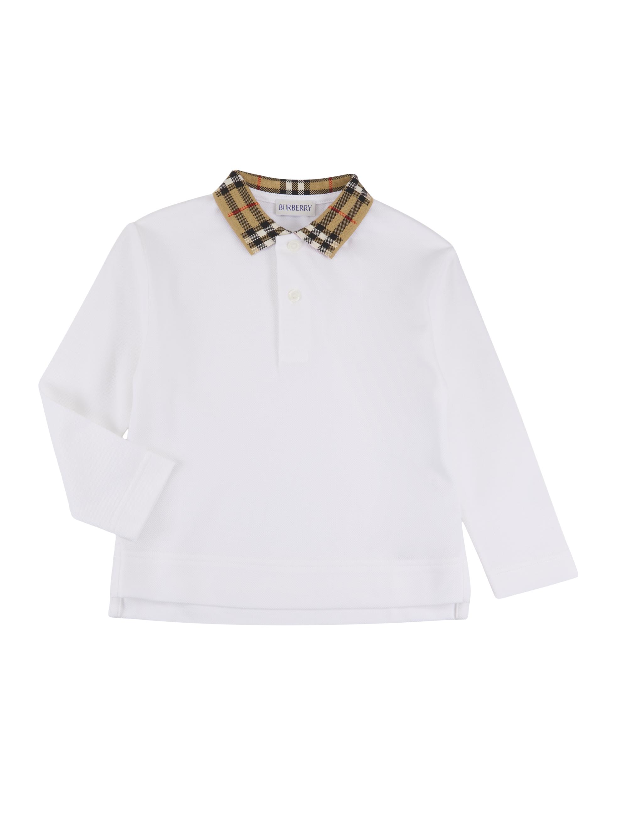 Burberry Baby's, Little Boy's & Boy's Check Long-Sleeve Polo Shirt - White 6 Months