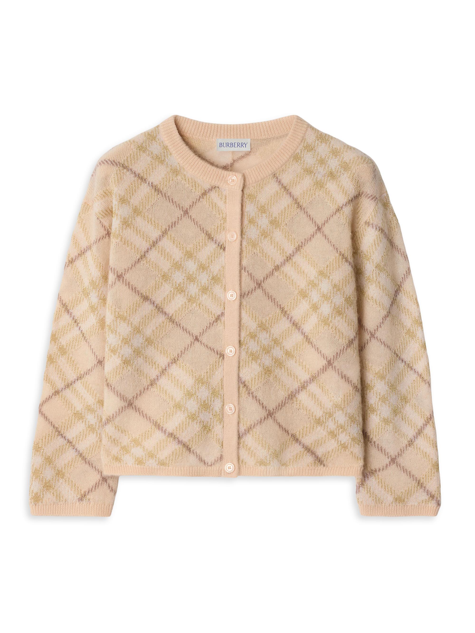 Burberry Little Girl's & Girl's Check Alpaca-Silk Cardigan - Shell Check