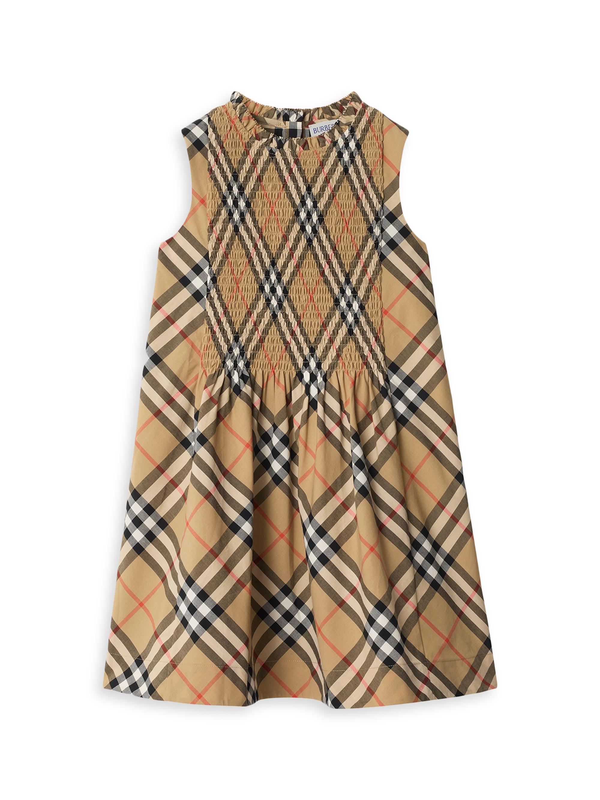 Burberry Baby Girl's, Little Girl's & Girl's Check Smocked Sleeveless Dress - Sand Check 6 Months