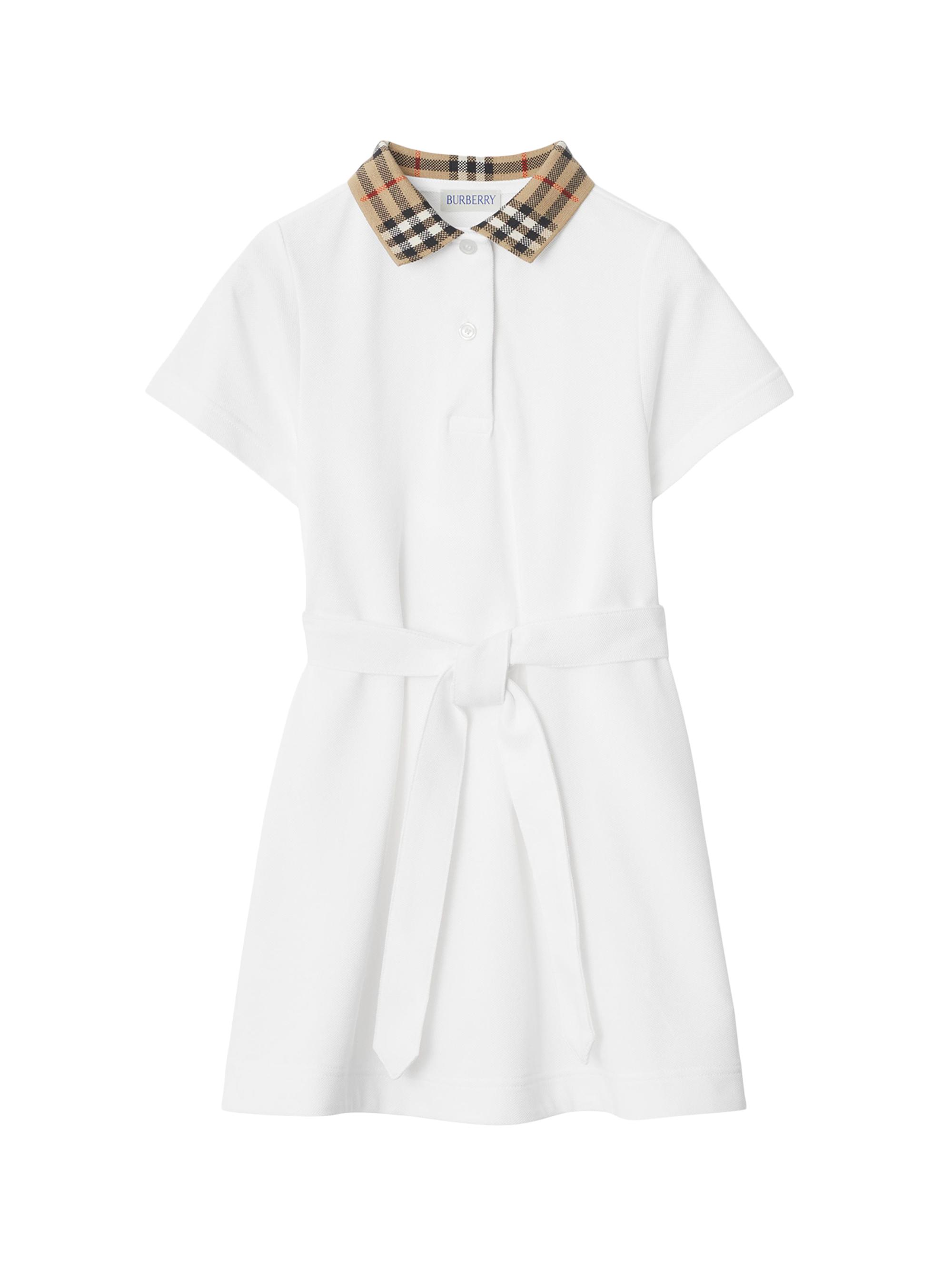 Burberry Baby Girl's, Little Girl's & Girl's Check Collar Polo Shirtdress - White 6 Months