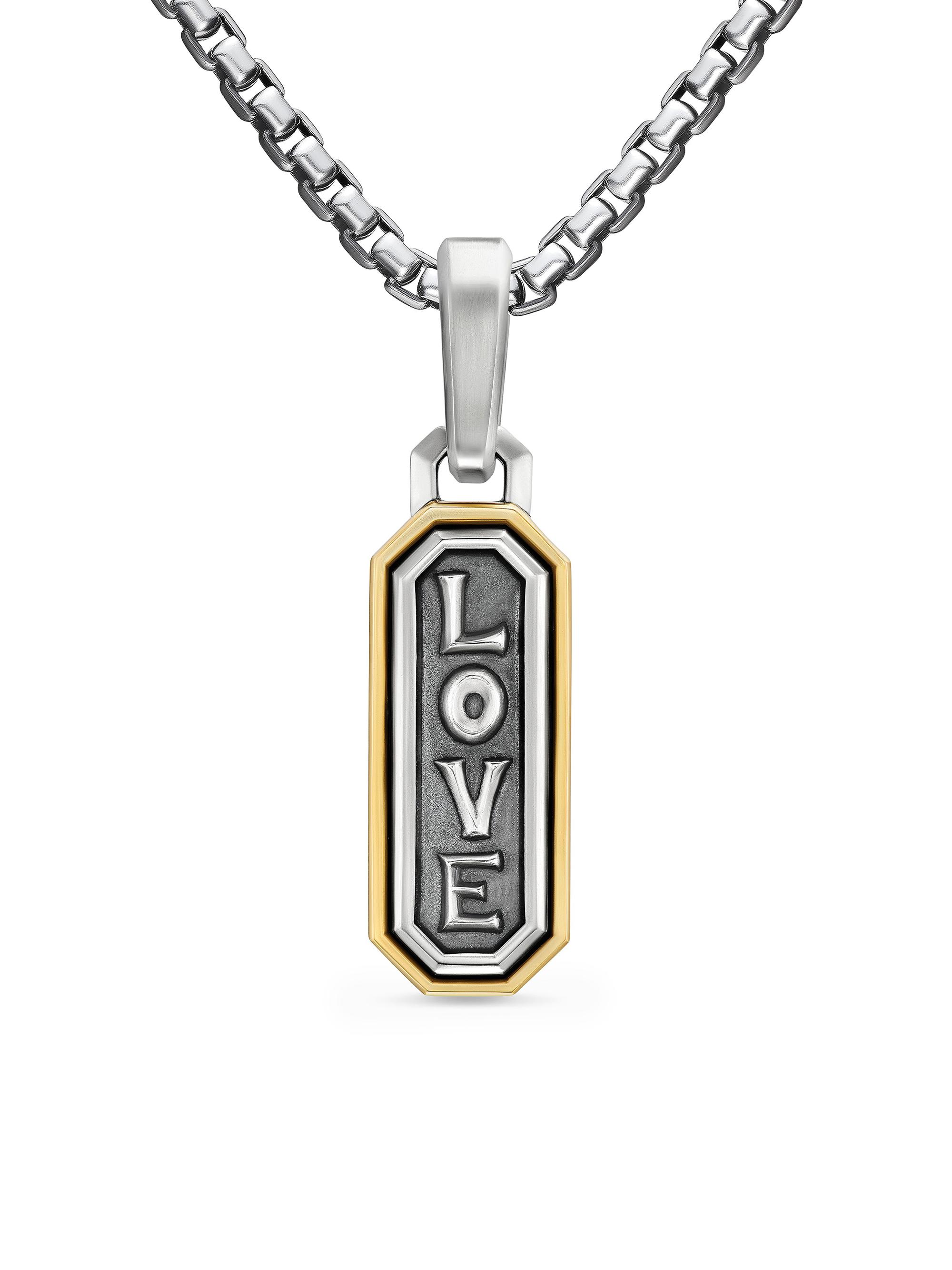 David Yurman Men's Love Amulet in Sterling Silver with 14K Yellow Gold, 22MM - Silver
