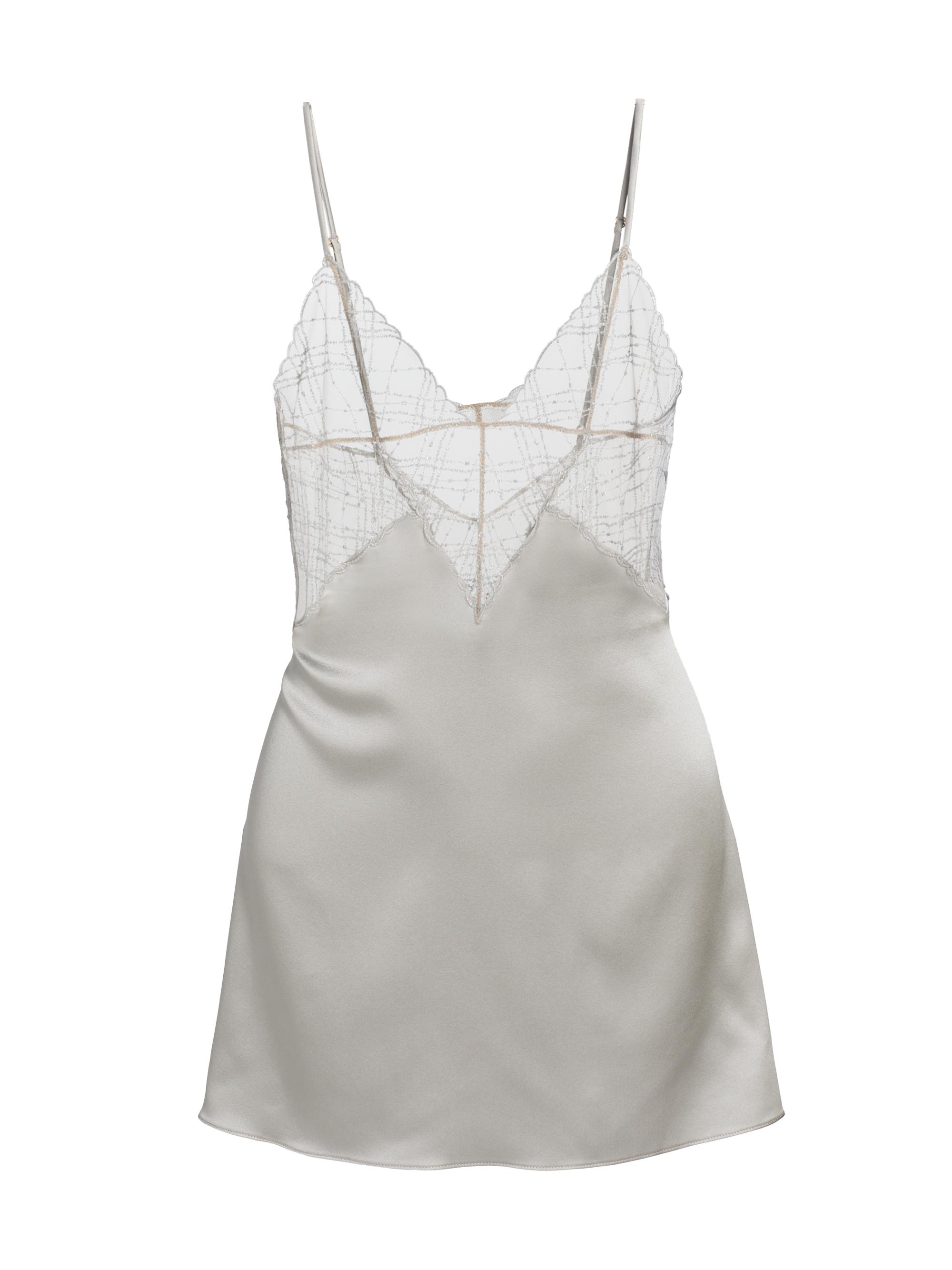 Kiki de Montparnasse Women's A Pois Embroidered Mesh & Silk Chemise - Sterling