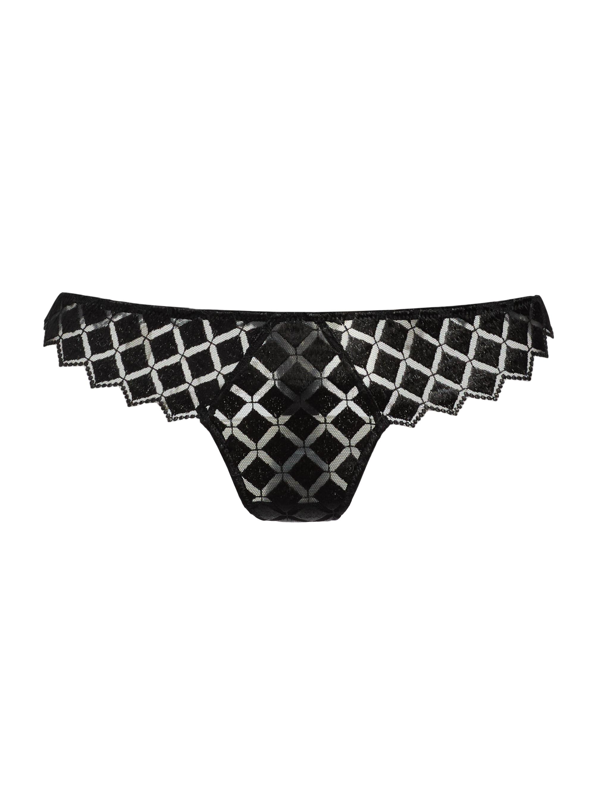 Kiki de Montparnasse Women's Lamine Embroidered Thong - Black