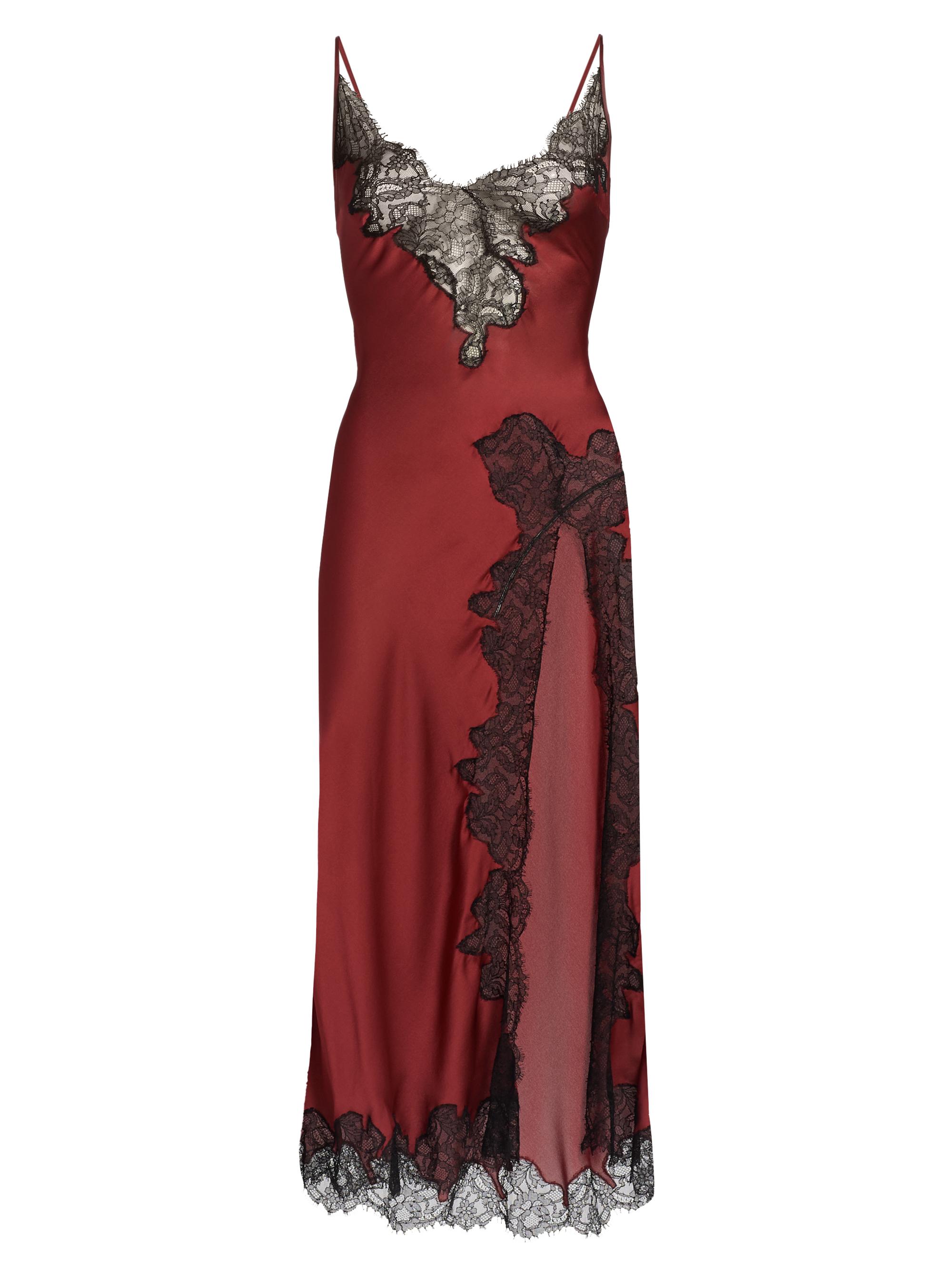 Kiki de Montparnasse Women's Giselle Lace Midi-Slipdress - Brick Dust