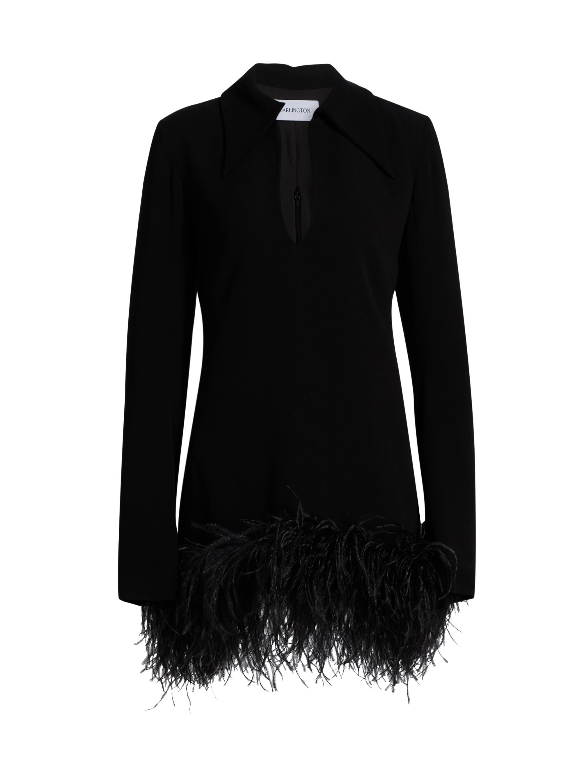 16Arlington Women's Michele Feather-Trimmed Minidress - Nero