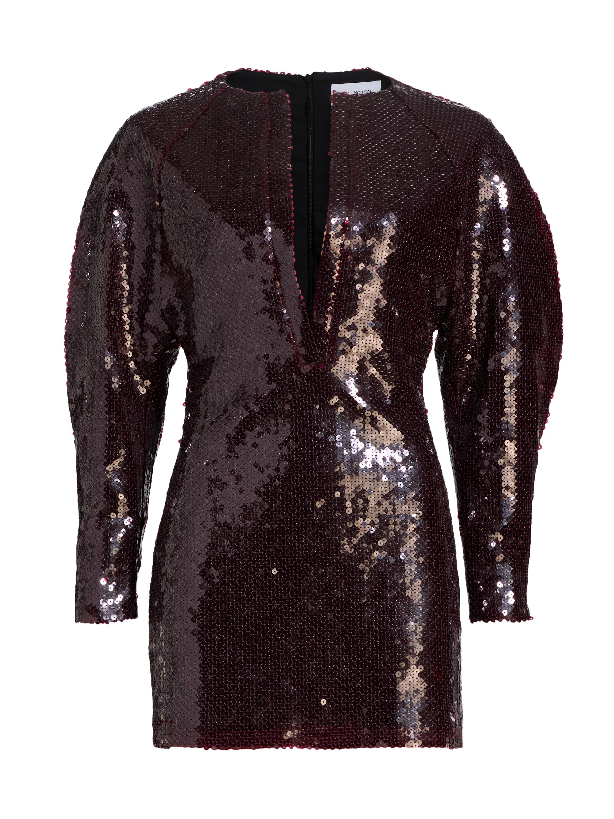 16Arlington Women's Mitilla Split Neck Sequin Minidress - Borgogna