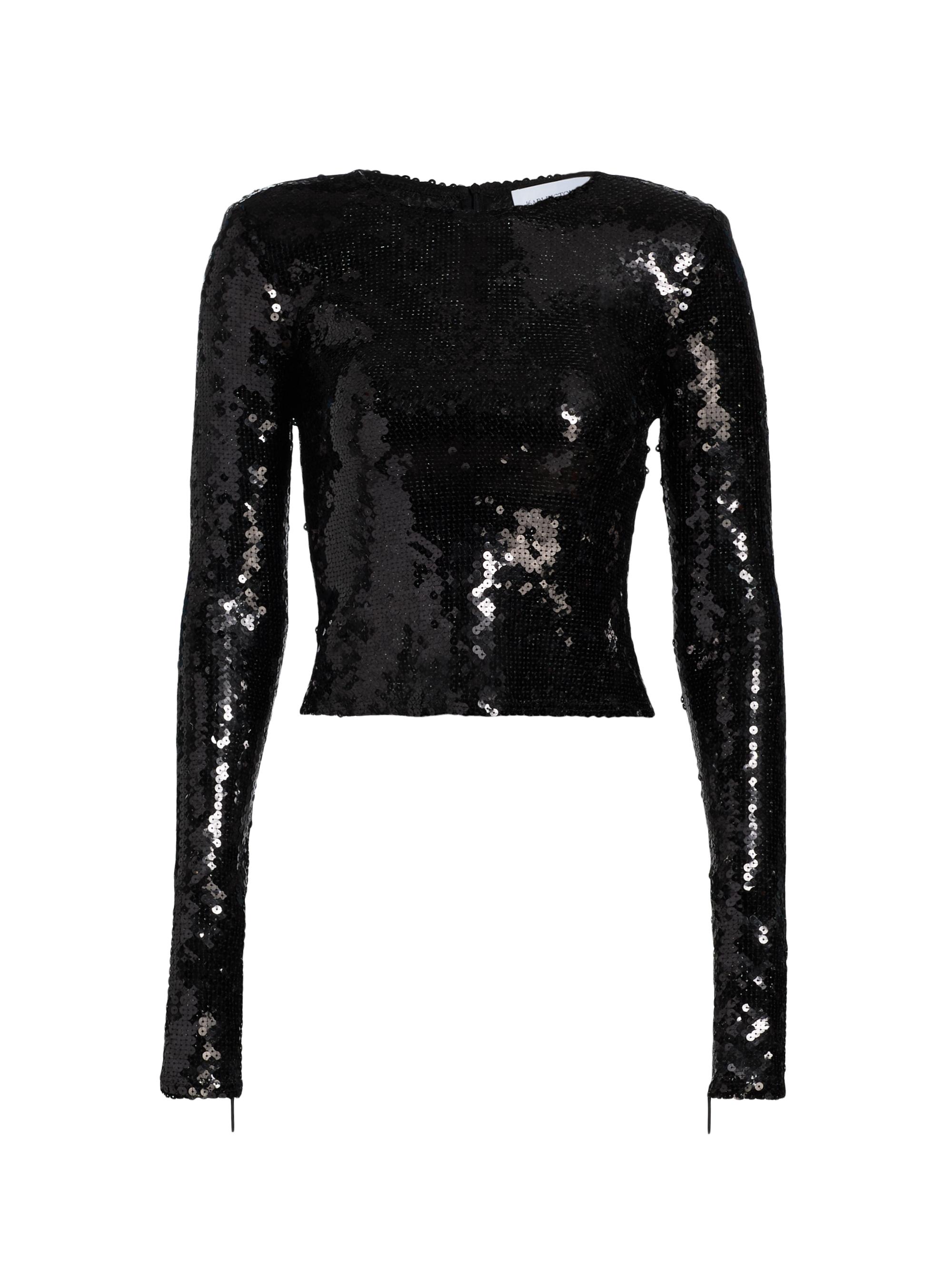 16Arlington Women's Loida Sequined Long-Sleeve Top - Nero