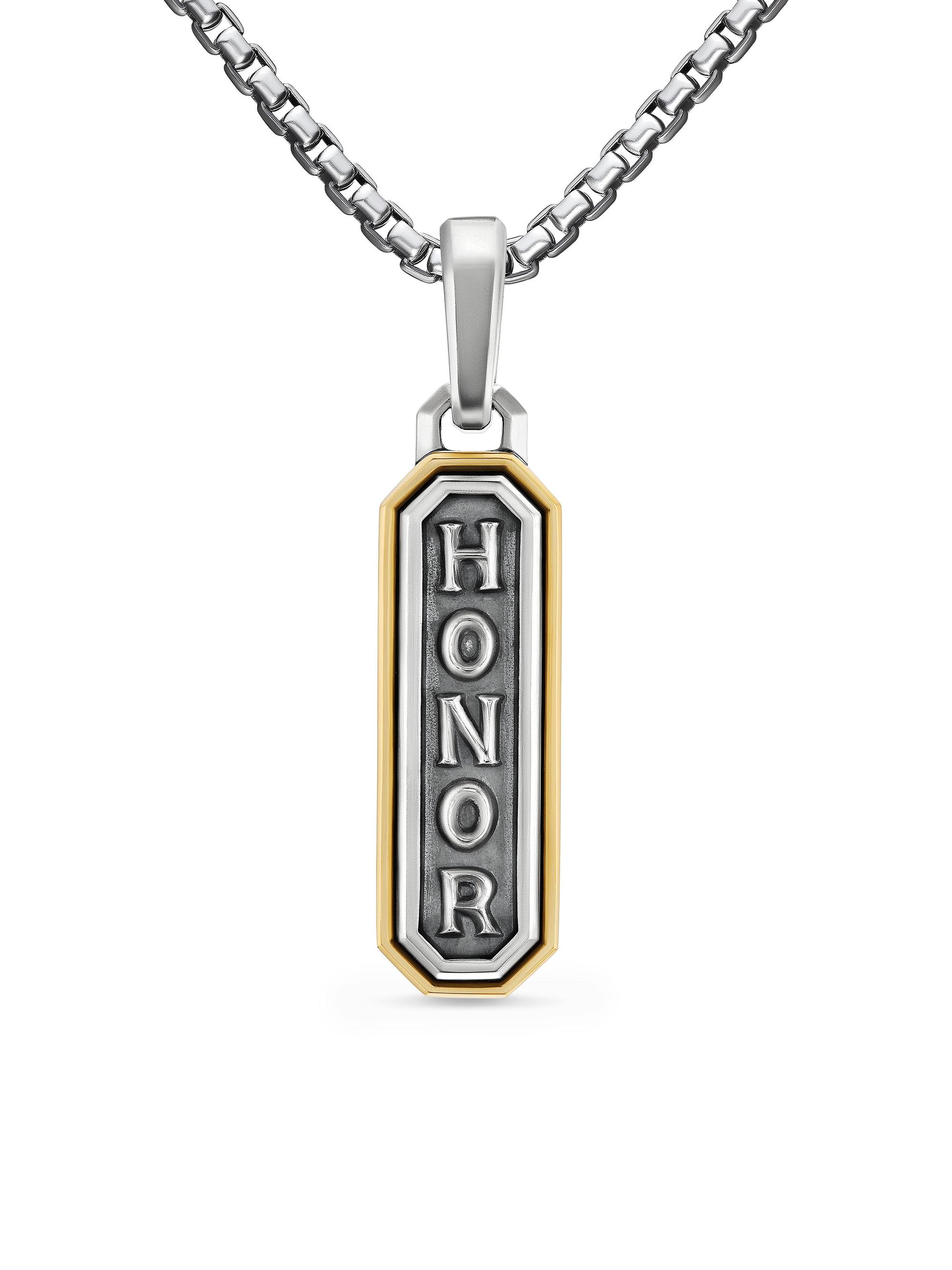 David Yurman Men's Honor Amulet in Sterling Silver with 14K Yellow Gold, 27MM - Silver