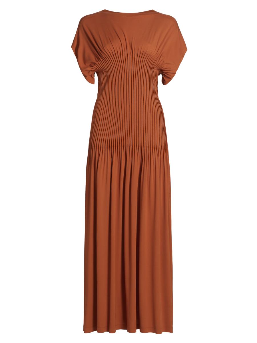 Toteme Jersey Pleated Cap-Sleeve Maxi Dress | Saks Fifth Avenue