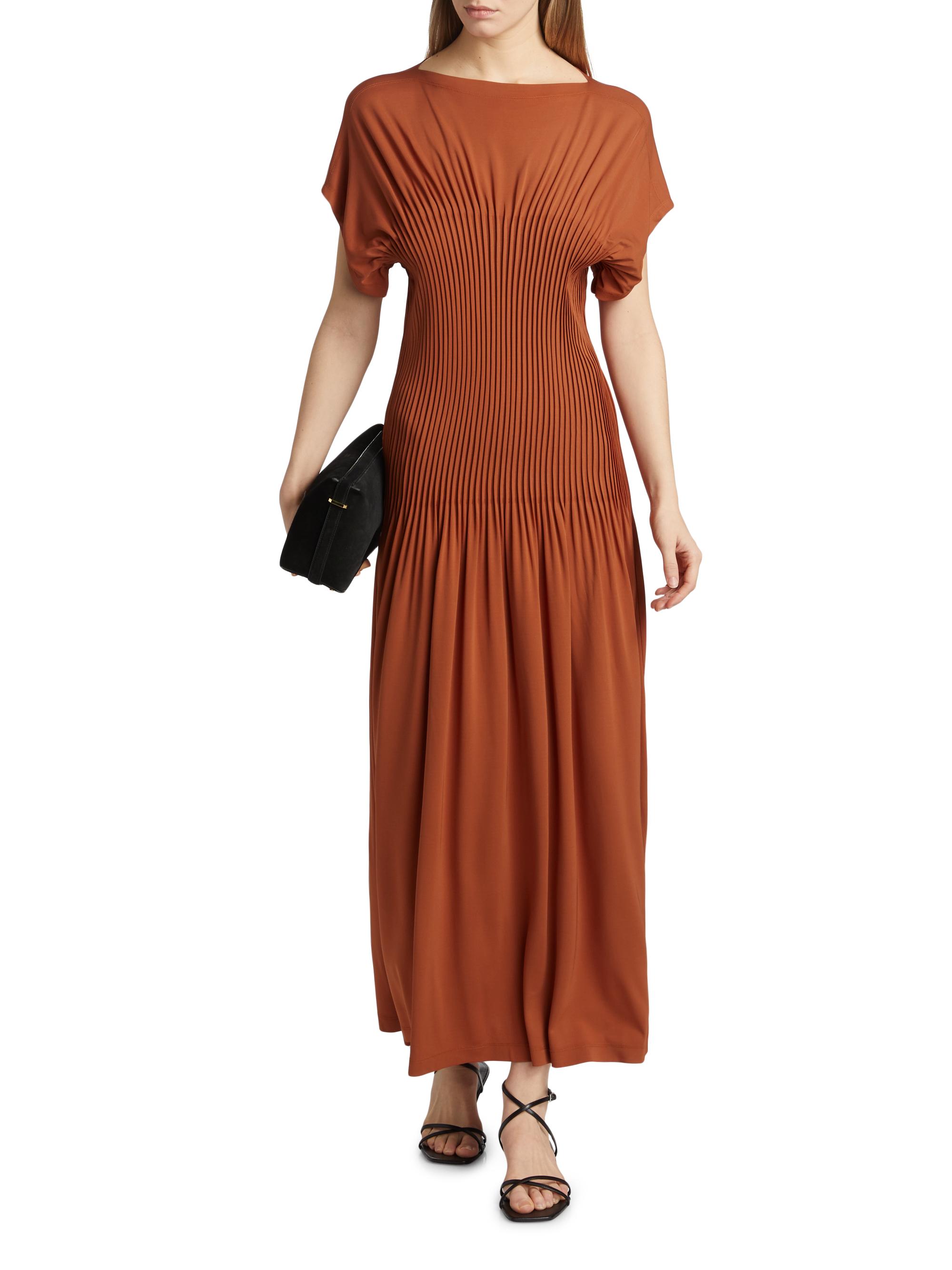 Toteme Jersey Pleated Cap-Sleeve Maxi Dress | Saks Fifth Avenue