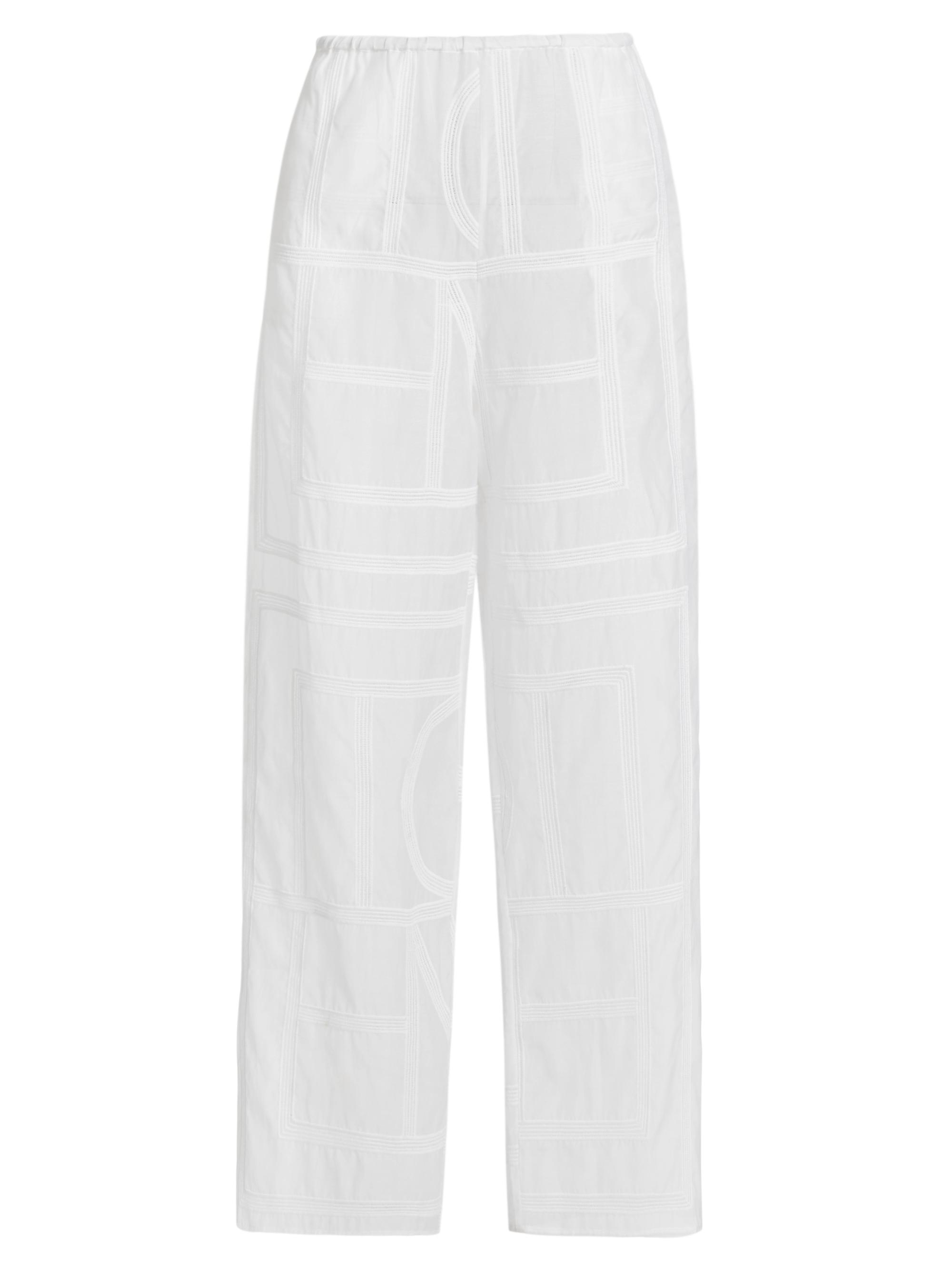 Toteme Women's Monogram Cotton-Silk Pajama-Inspired Pants - White