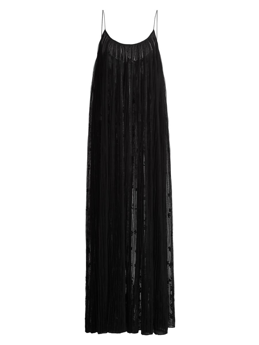 Toteme Embroidered-Floral Pliss Tulle Maxi Dress | Saks Fifth Avenue