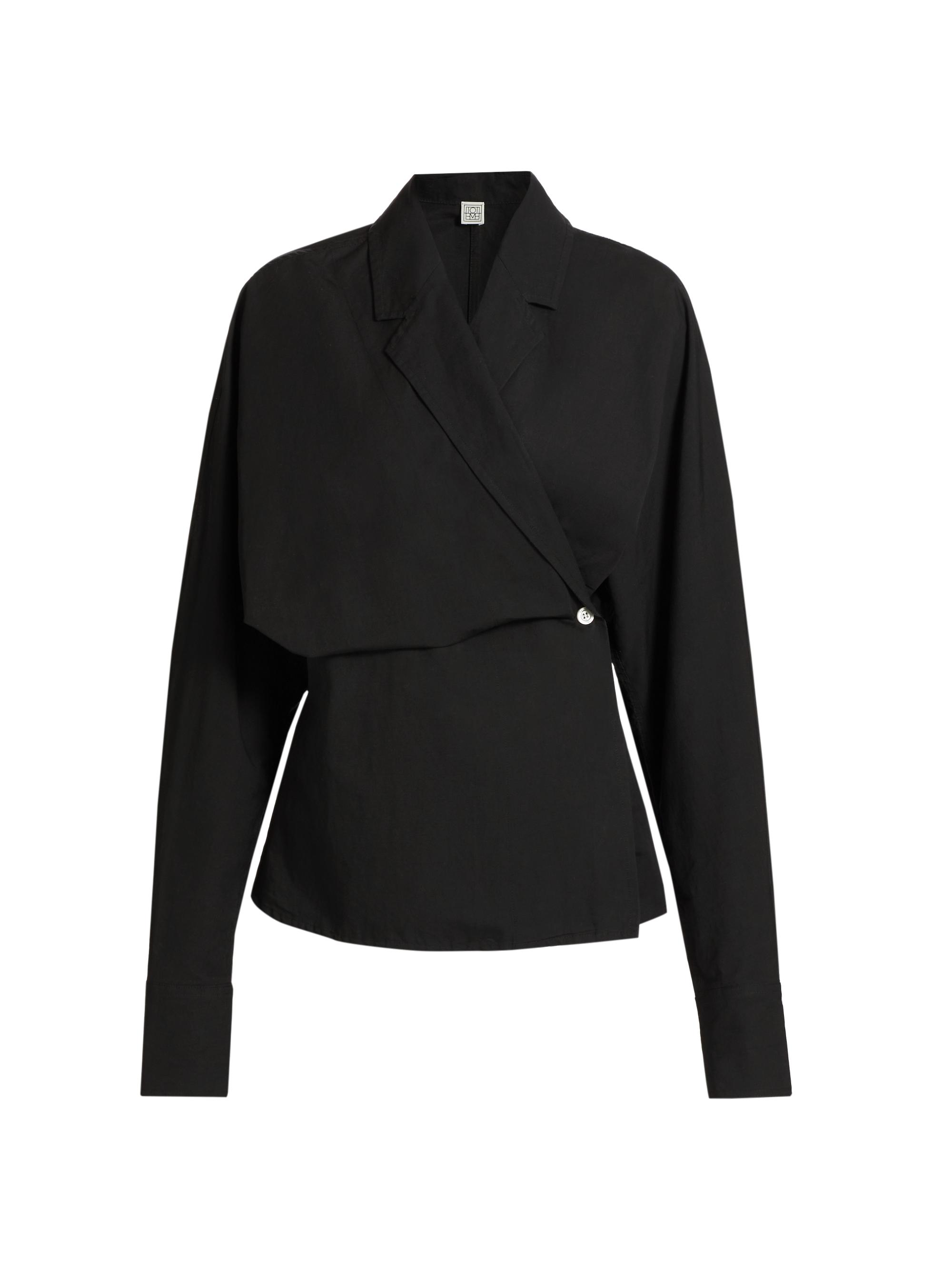 Toteme Women's Cotton-Silk Wrap Blouse - Black