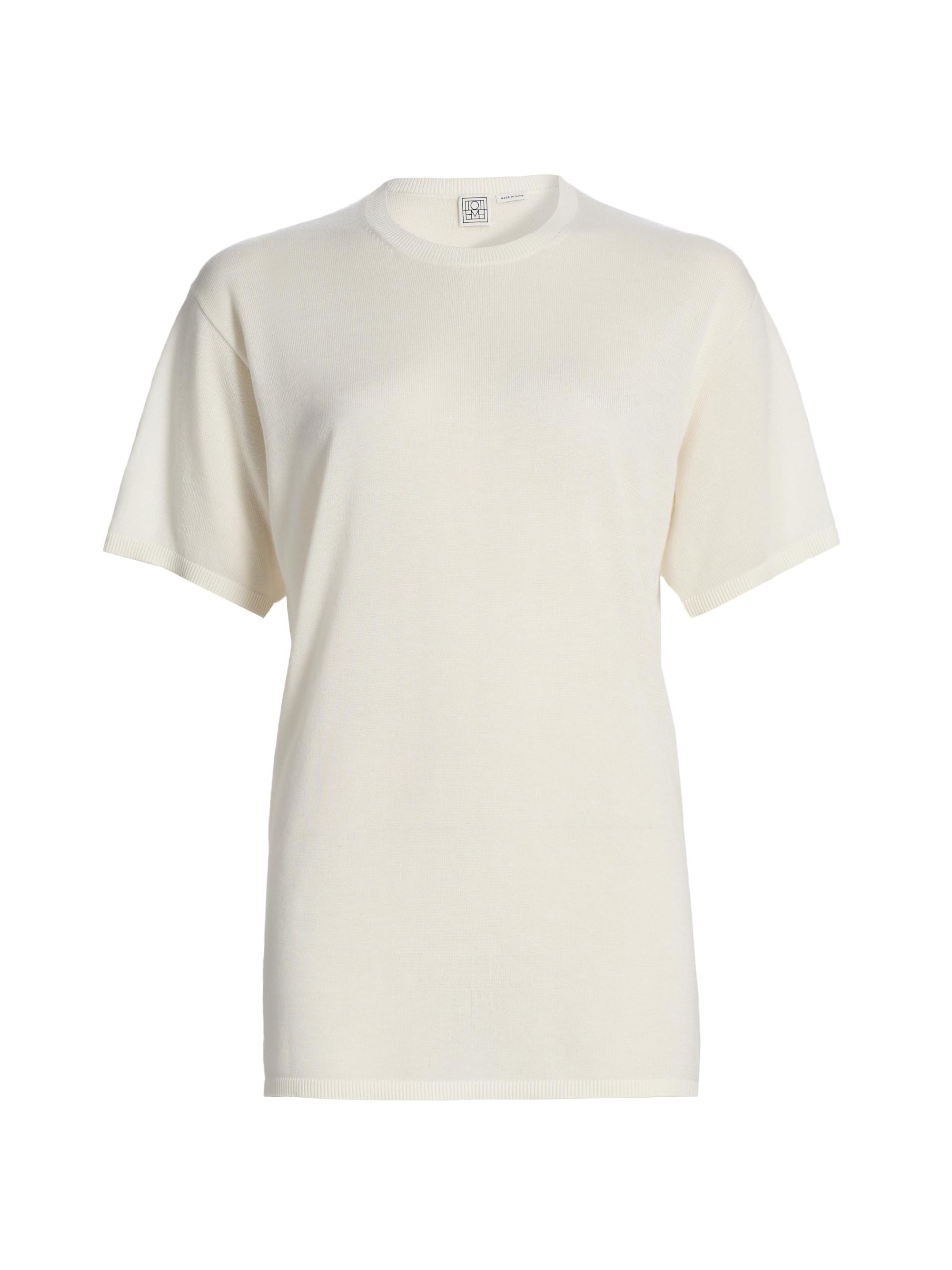 Toteme Women's Oversized Drop Shoulder Knit T-Shirt - White