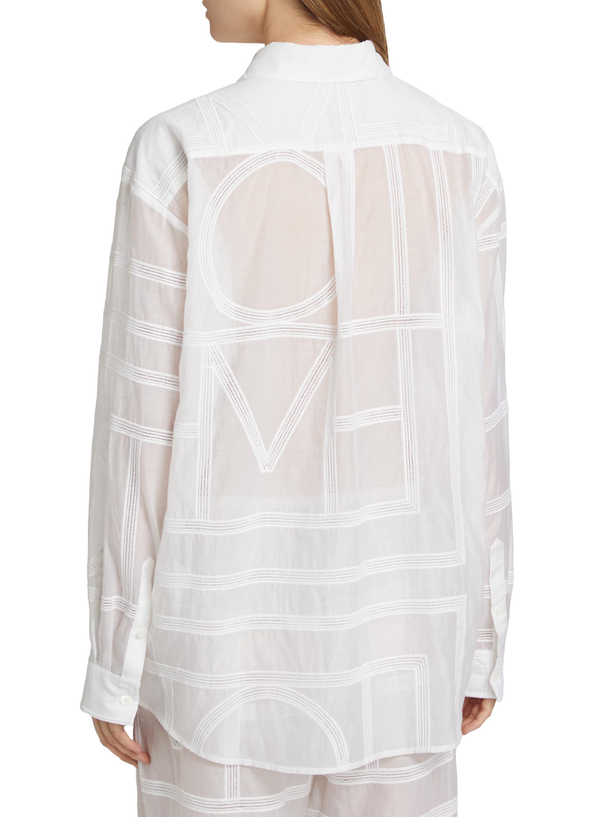 Toteme Monogram-Embroidered Cotton-Silk Button-Front Shirt | Saks