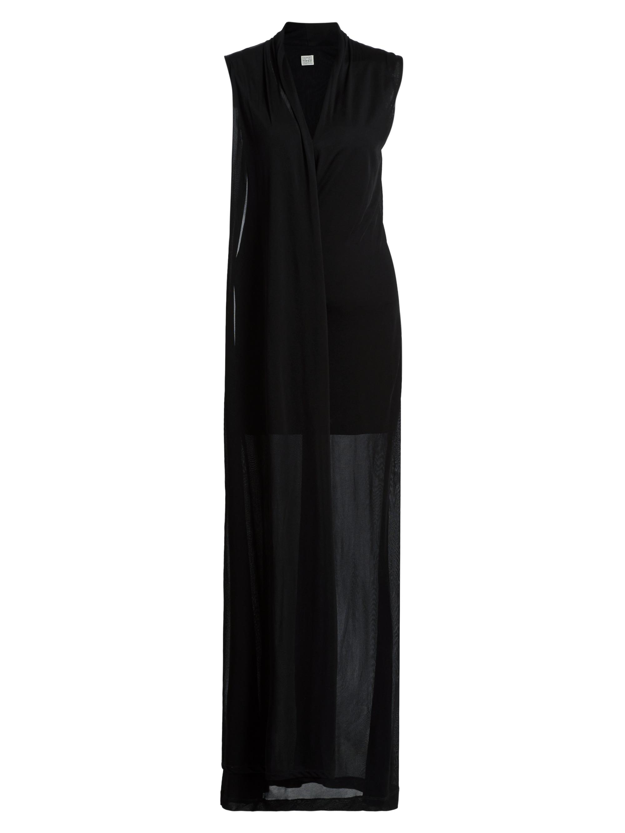 navy long sleeve long dress Long-Sleeve Ruched Jersey Formal Dress with Sheer Lace Navy / 12