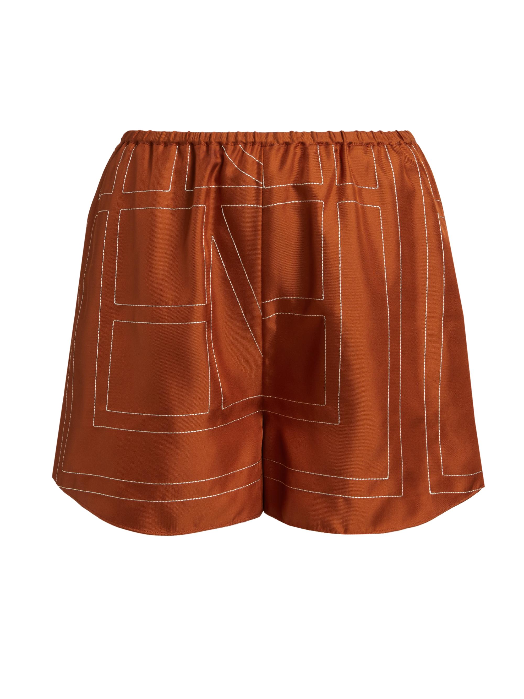 Toteme Women's Monogram Silk Pajama-Inspired Shorts - Terracotta