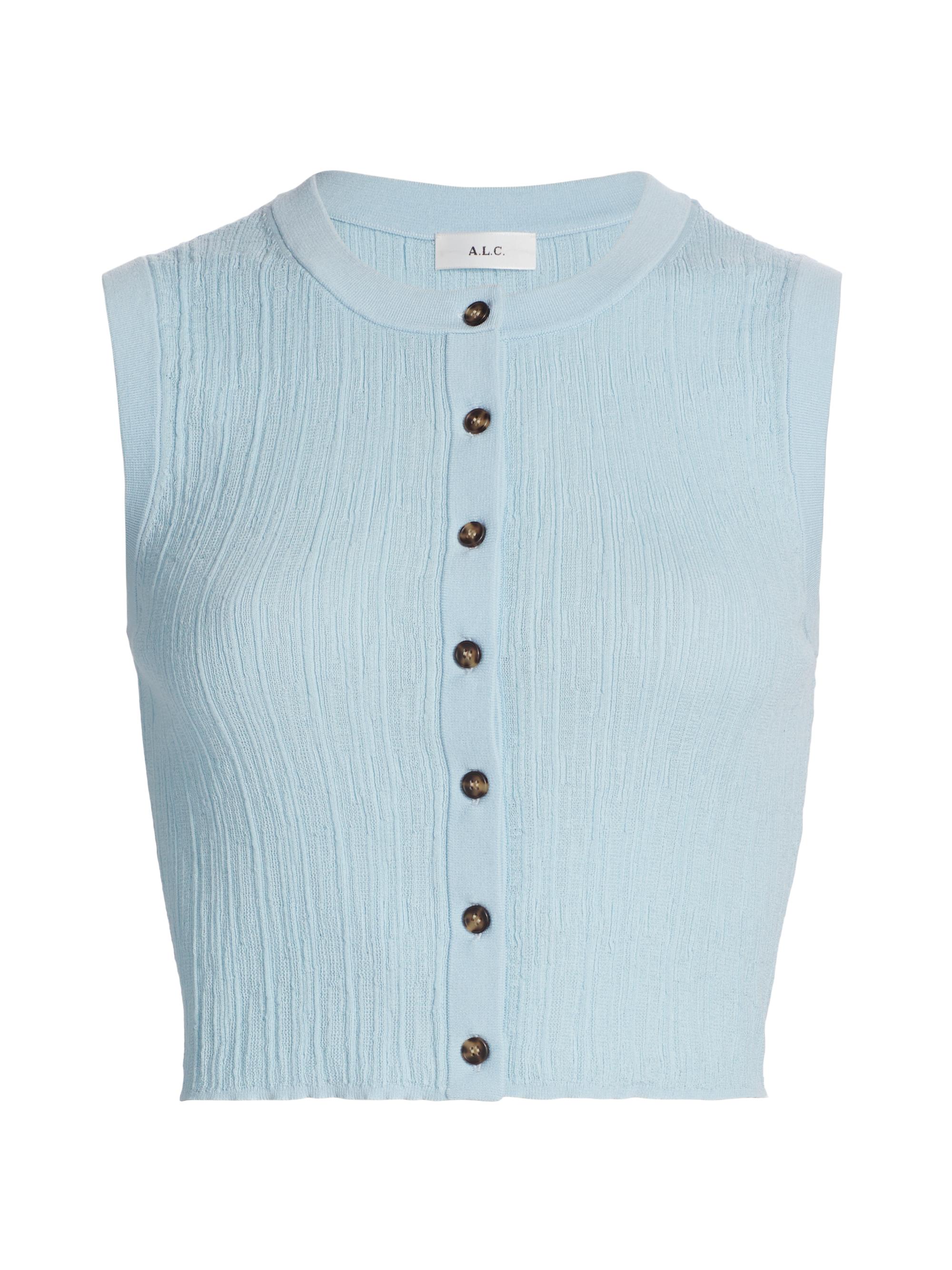 A.L.C. Women's Lottie Cotton-Blend Knit Sleeveless Top - Sky Blue