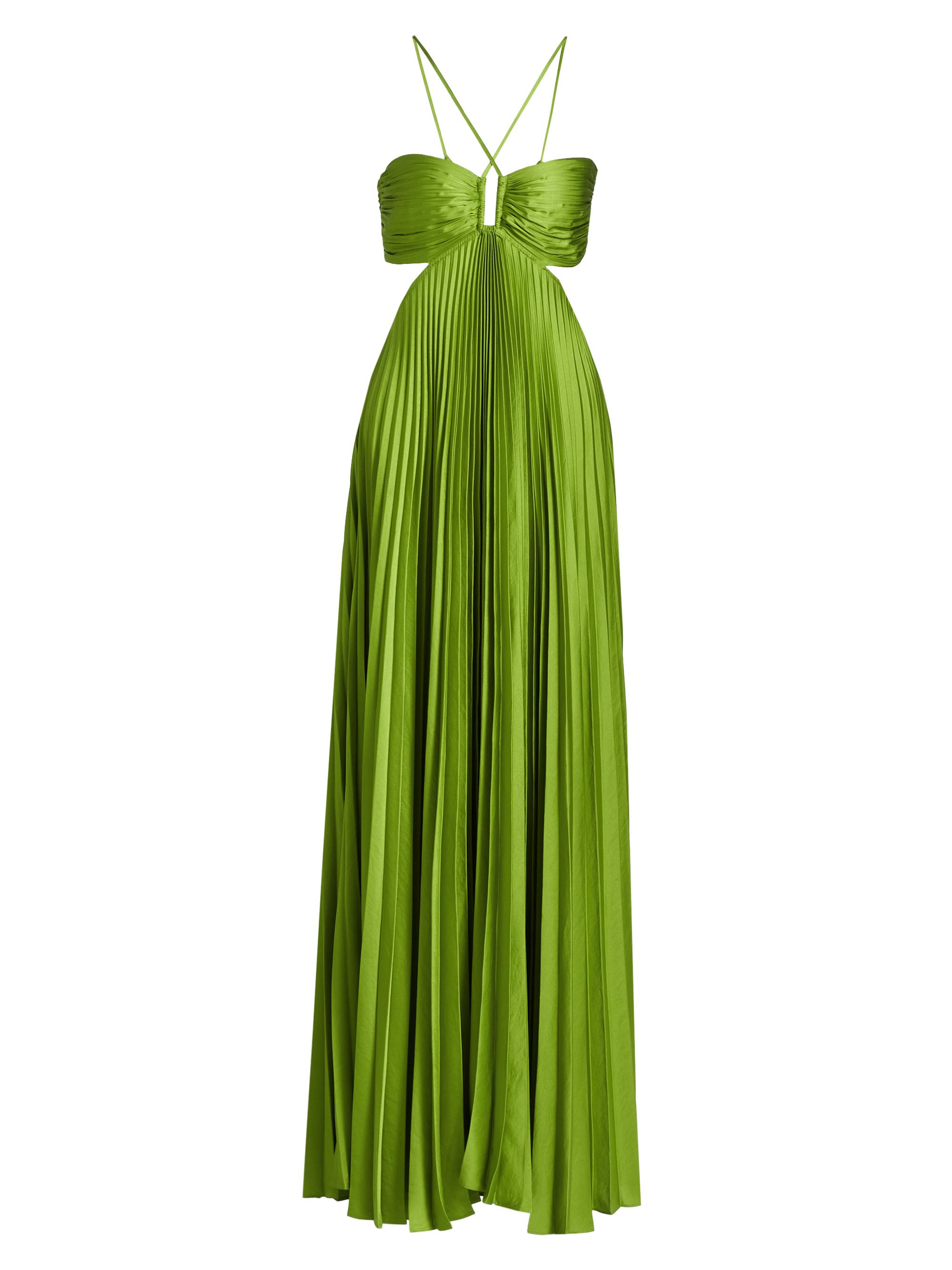 A.L.C. Women's Moira Pleated Satin Gown - Lily Green