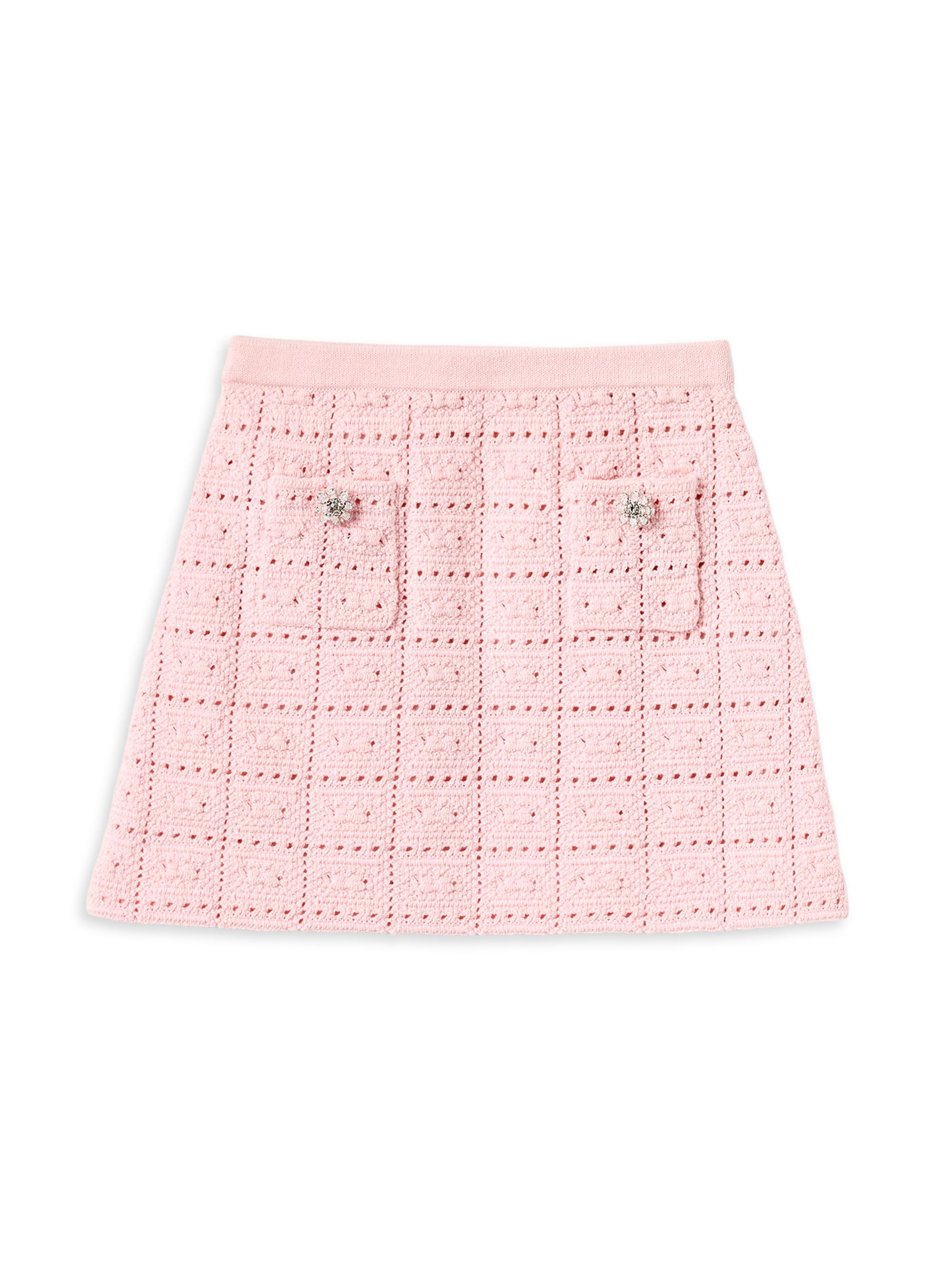 Self-Portrait Little Girl's & Girl's Textured Pointelle Knit Skirt - Pink